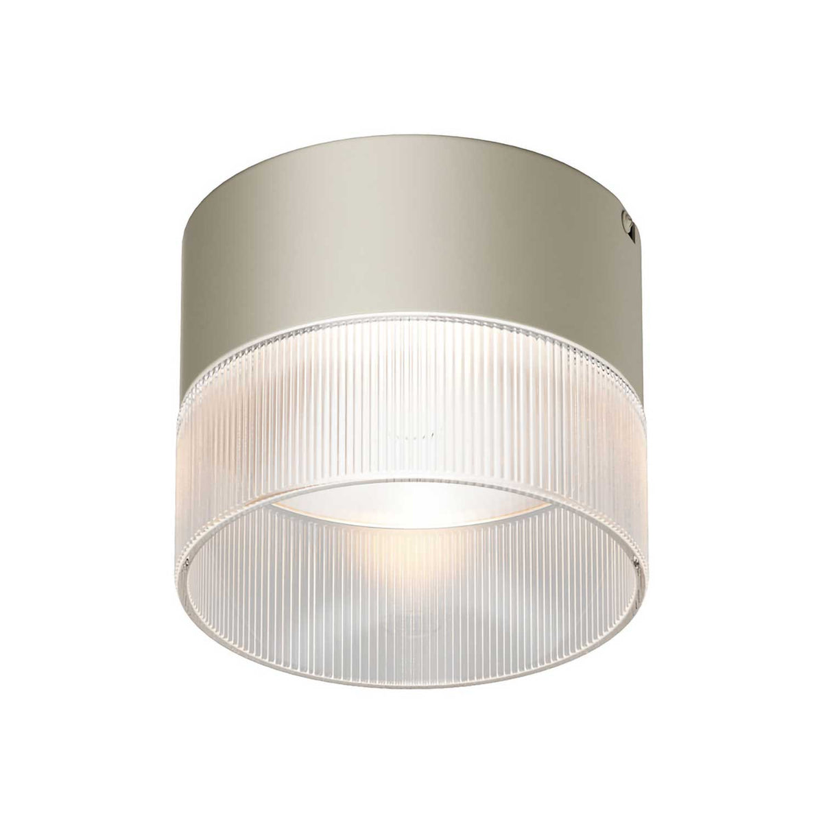 Olin - Spot de plafond en verre rainuré et métal, style contemporain