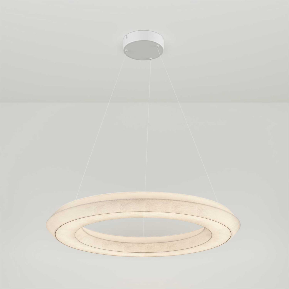 Seda - Suspension LED en tissu et métal, style japandi