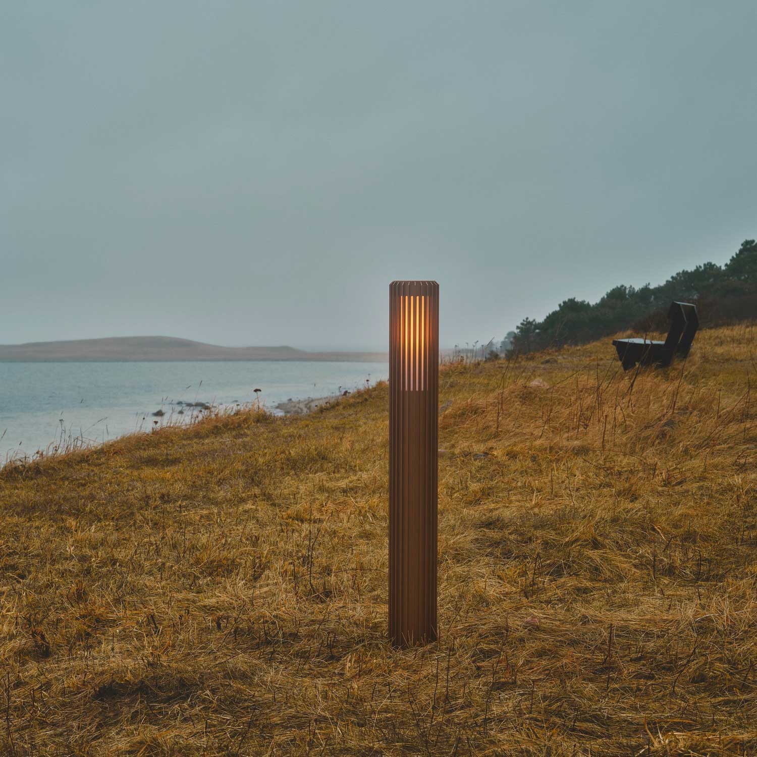 Aludra - Poste luminoso LED de jardín en acero contemporáneo