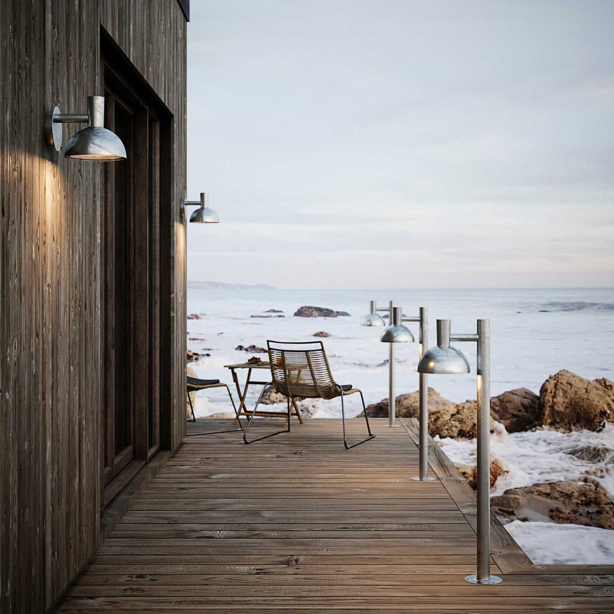 Arki - Borne de jardin en métal à abat-jour en dôme, style scandinave