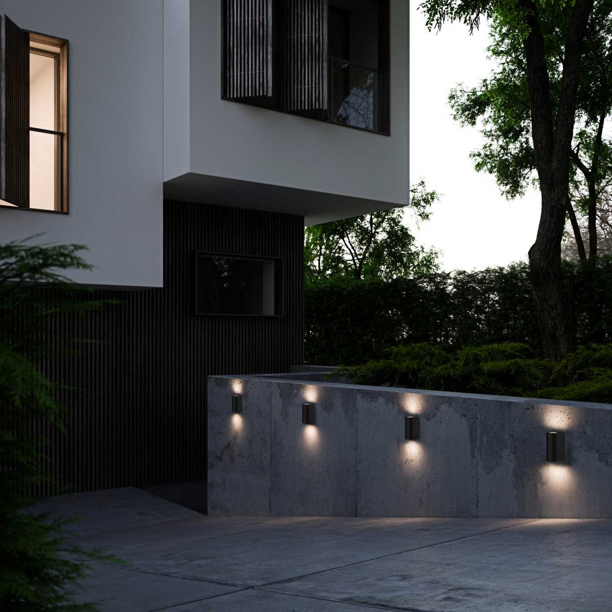 Asbol Round - Applique murale d’extérieur LED arrondie en aluminium et verre, style minimaliste