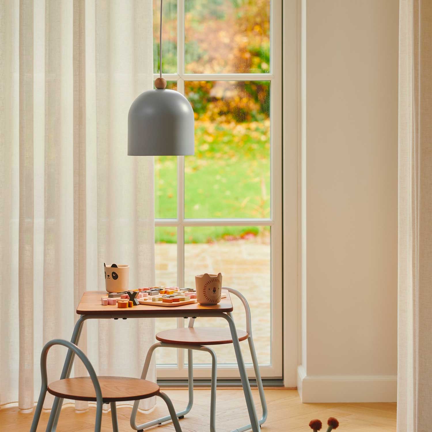 Gaston - Suspension scandinave en métal et bois coloré