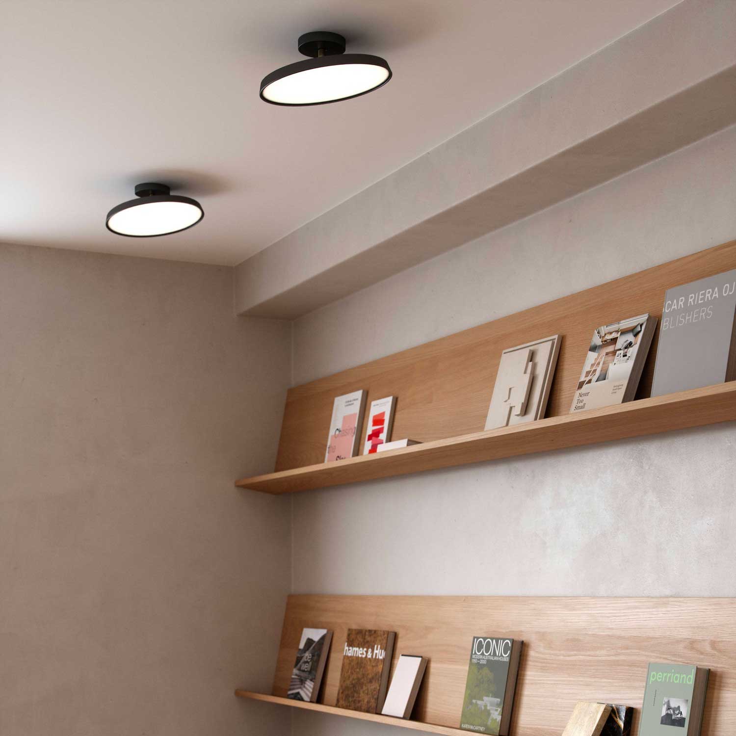 Kaito - Plafonnier LED en acier orientable pour salon contemporain