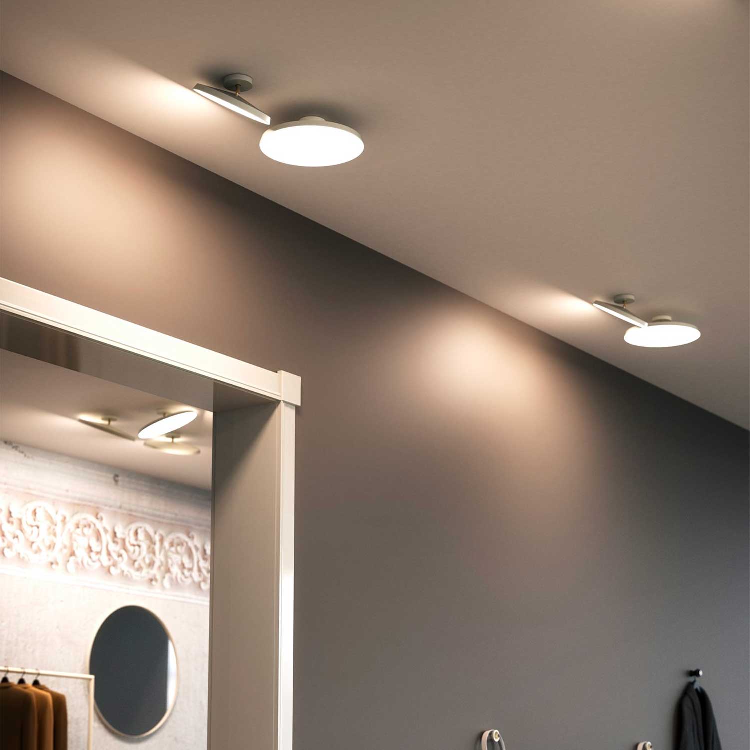 Kaito - Plafonnier LED en acier orientable pour salon contemporain