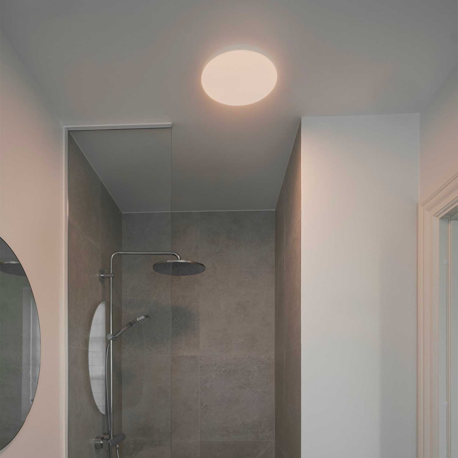 Serenova - Plafonnier rond blanc avec LED de salle bain étanche IP65
