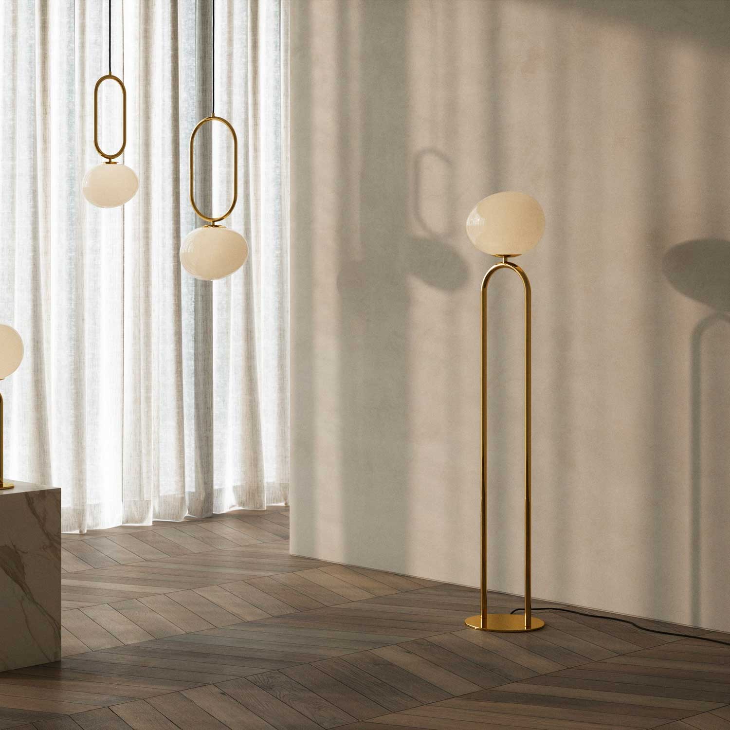 Shapes - Lampadaire en laiton et verre design chic pour chambre