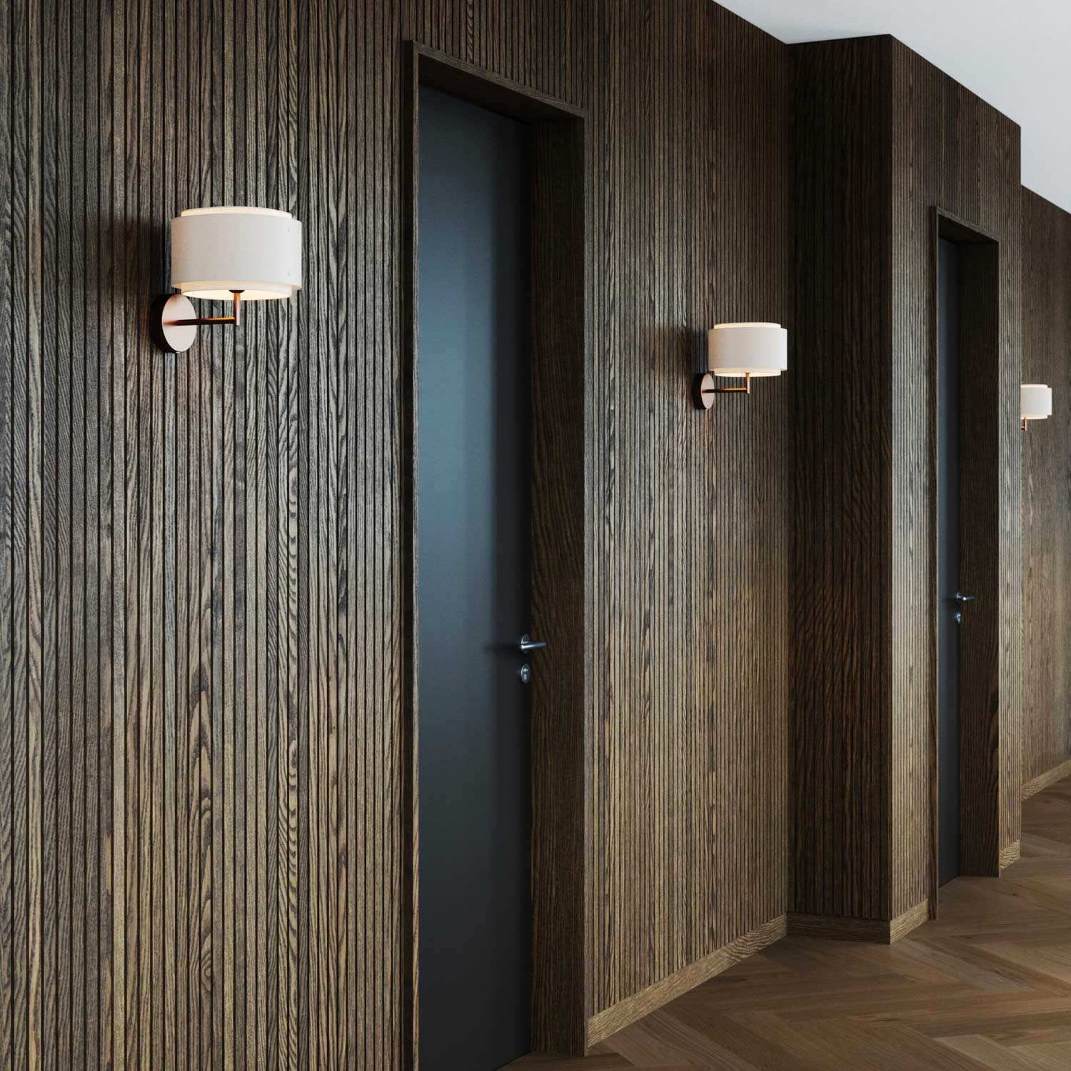 Takai - Goldene Wandlampe mit Leinen für zeitgenössisches Schlafzimmer