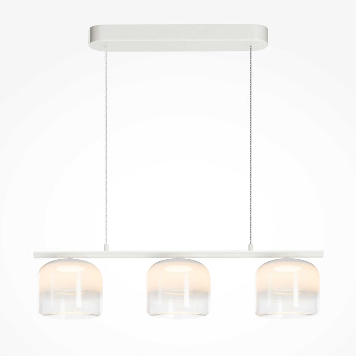 Spirito - Suspension LED linéaire à trois globes en verre fumé et métal, style contemporain