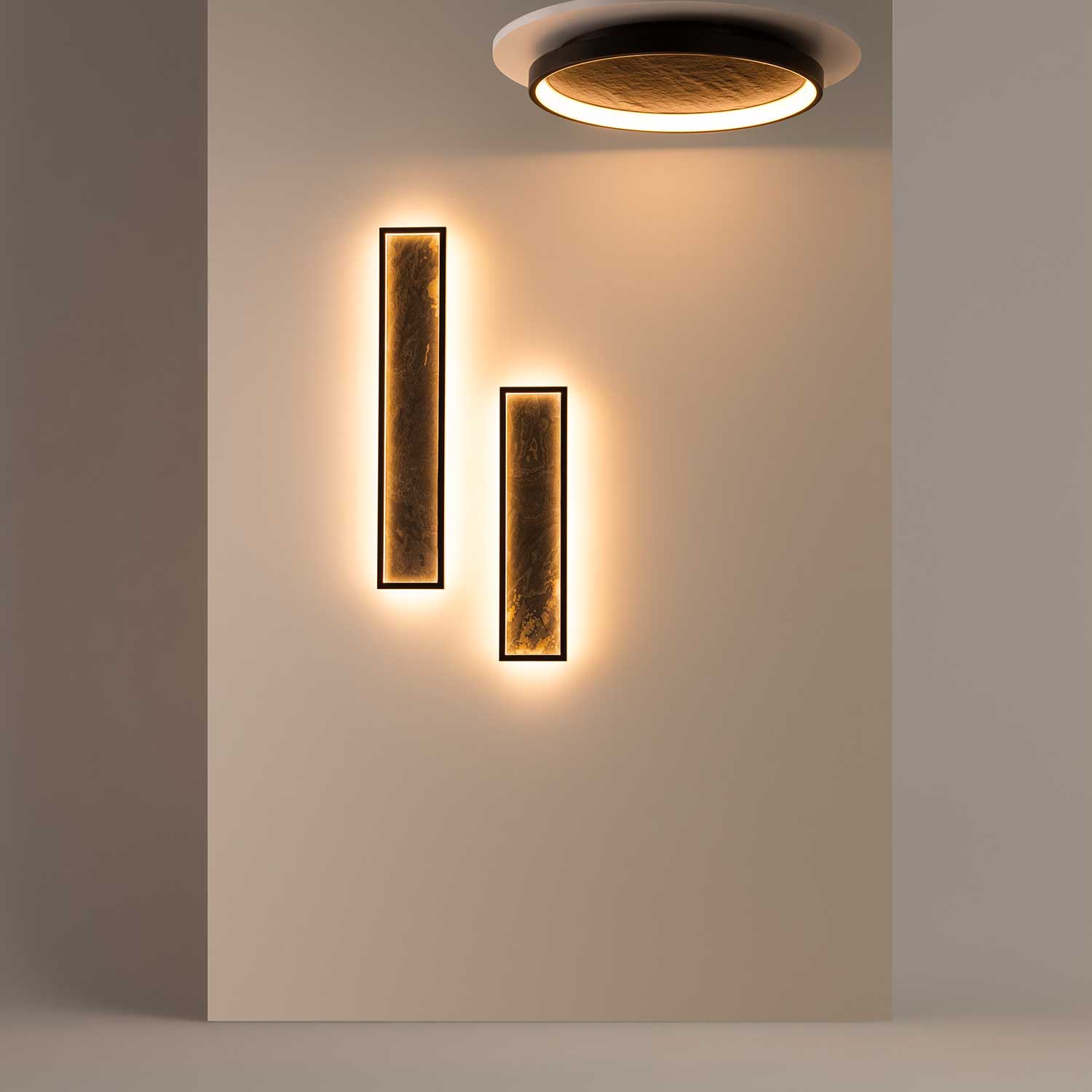 Orign - Applique LED design noir effet pierre pour chambre
