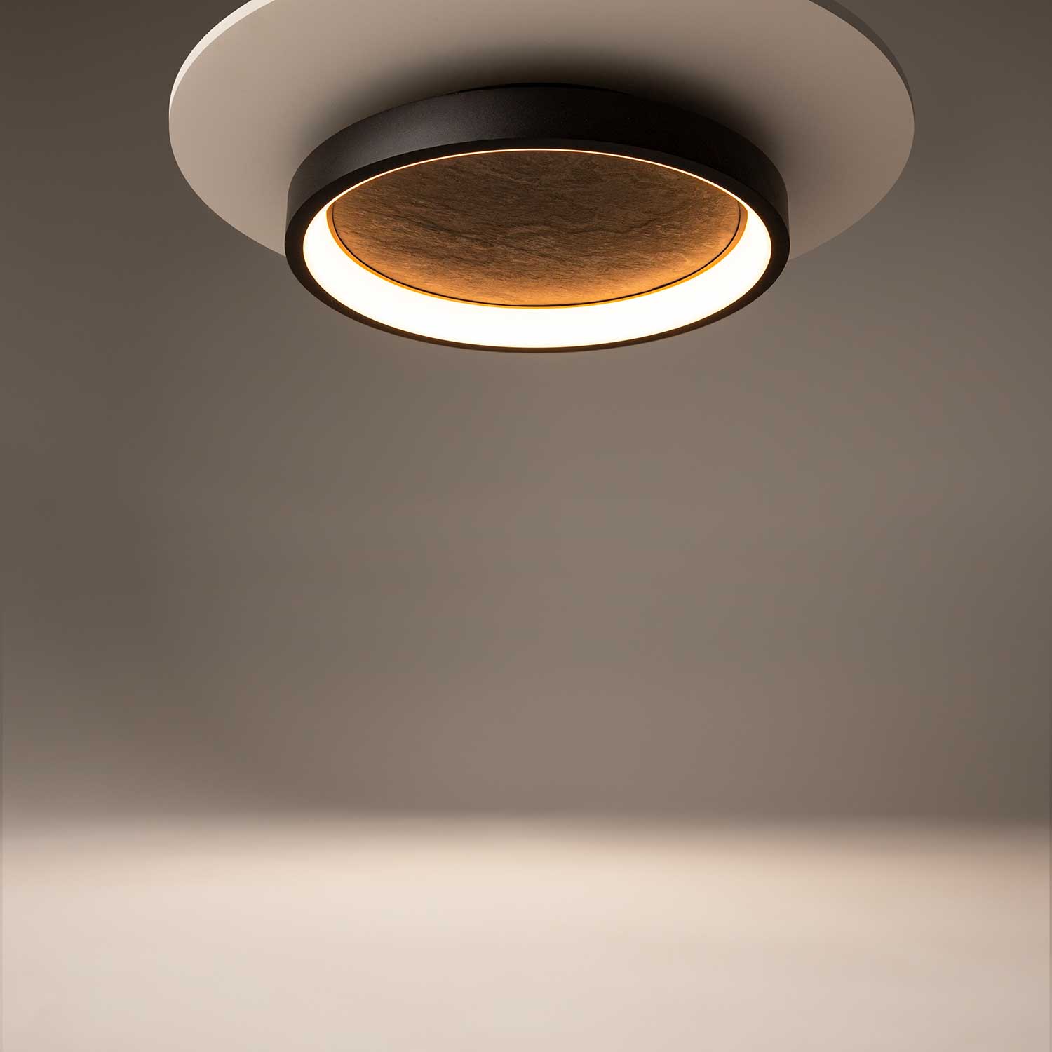 Orign - Plafonnier LED design noir effet pierre pour salon