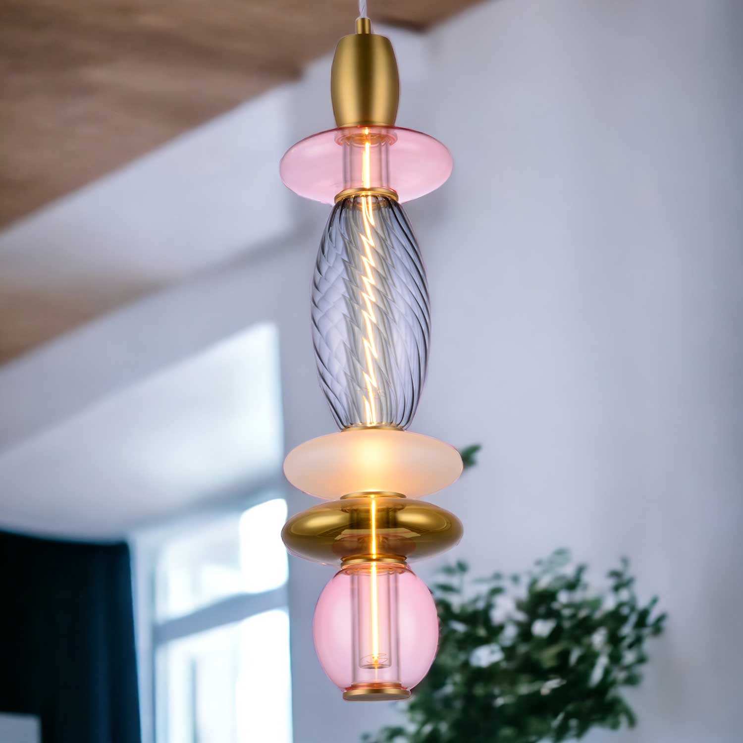 Léonor - Lustre LED en verre coloré design