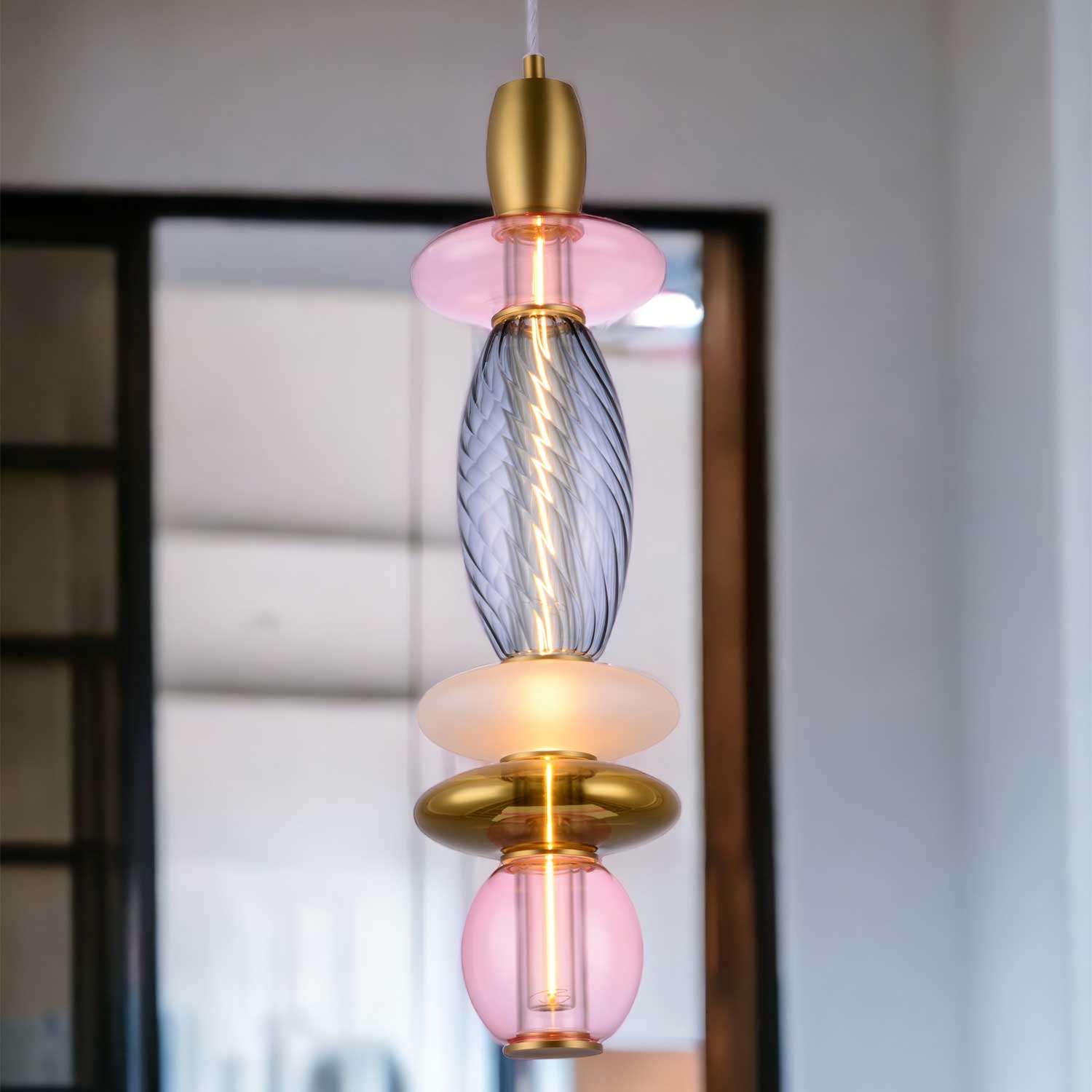 Léonor - Lustre LED en verre coloré design