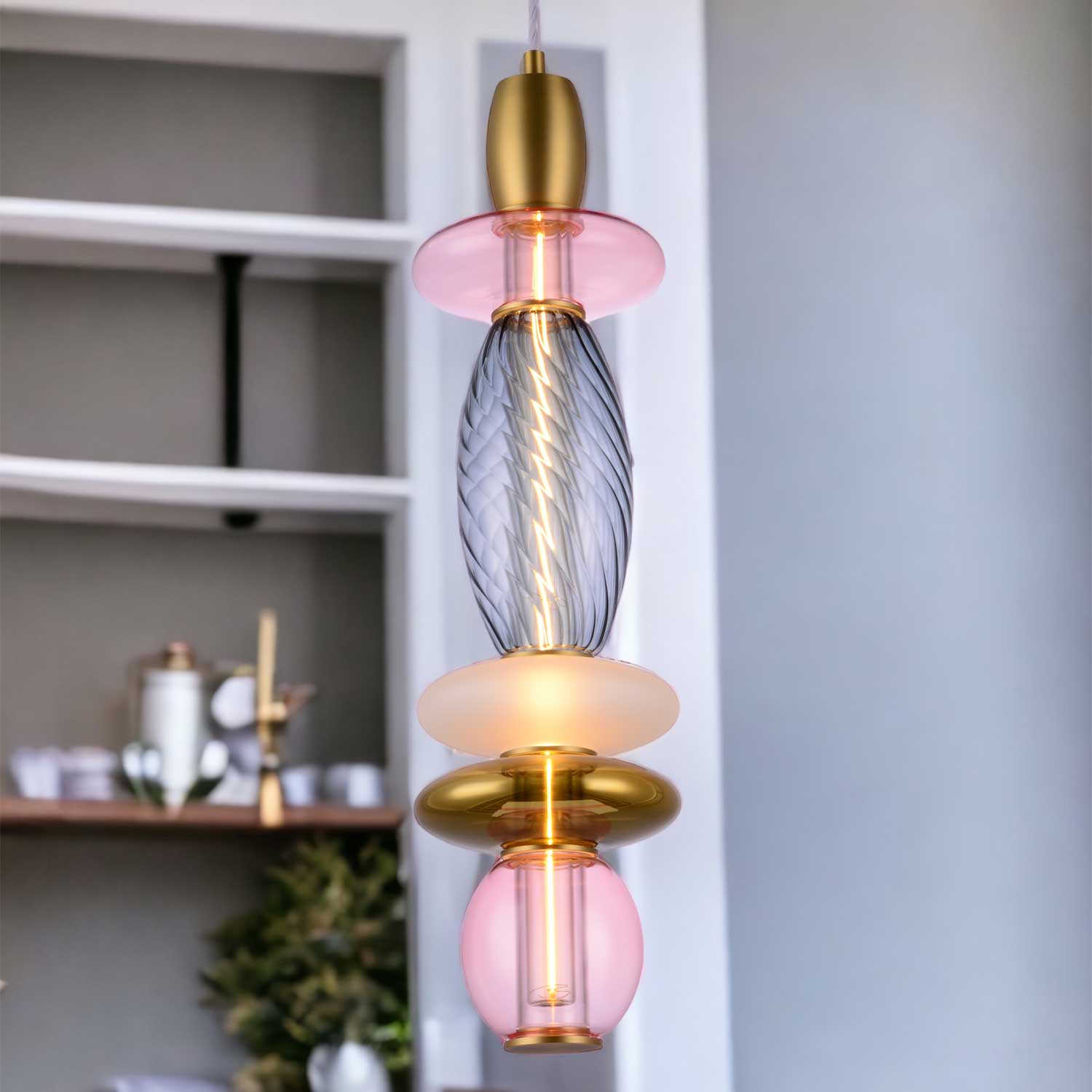 Léonor - Lustre LED en verre coloré design