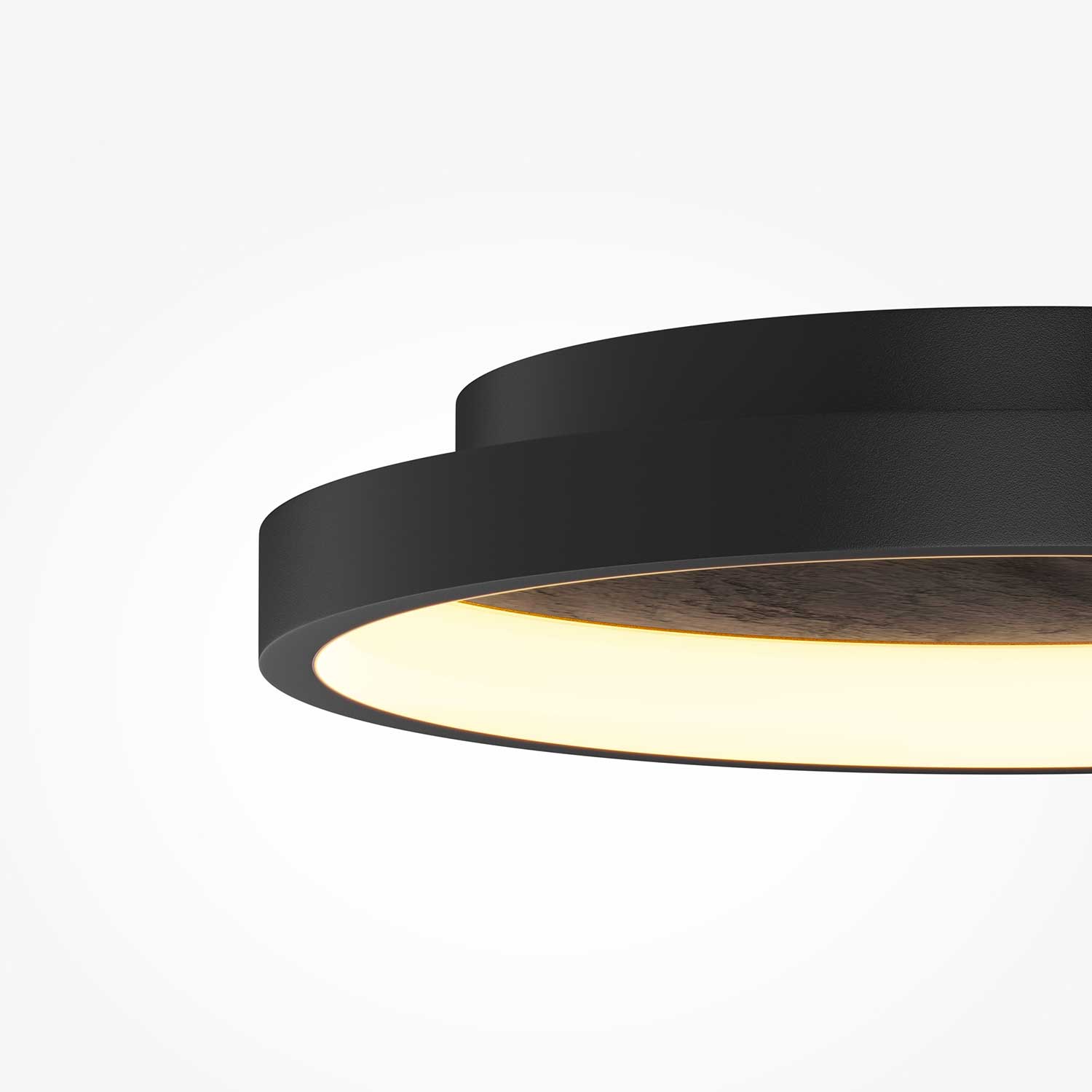 Orign - Plafonnier LED design noir effet pierre pour salon