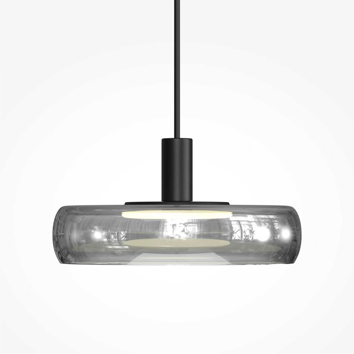 Float - Suspension LED compacte en verre et métal, style contemporain