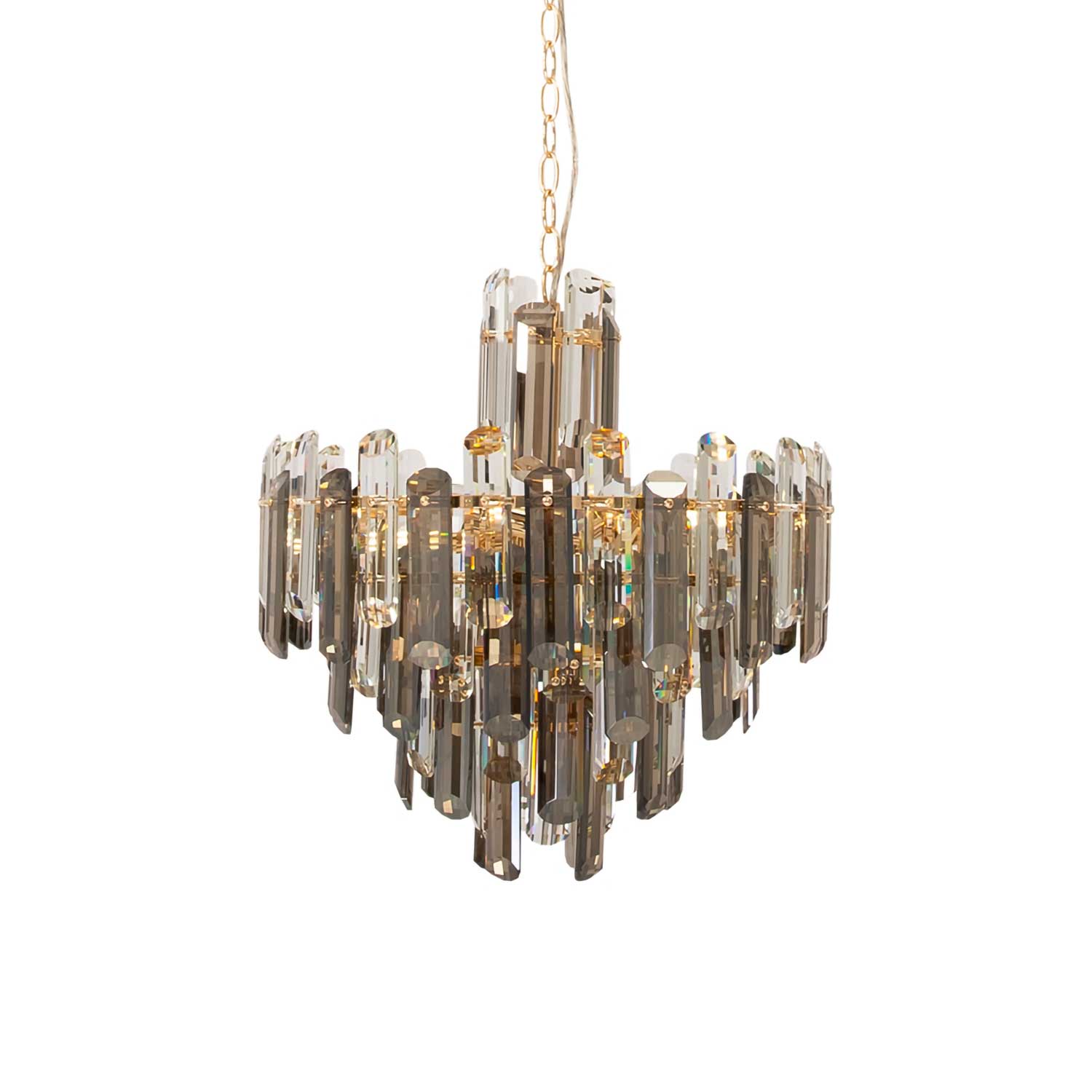 Flare - Lustre en verre fumé et doré royal pour salon
