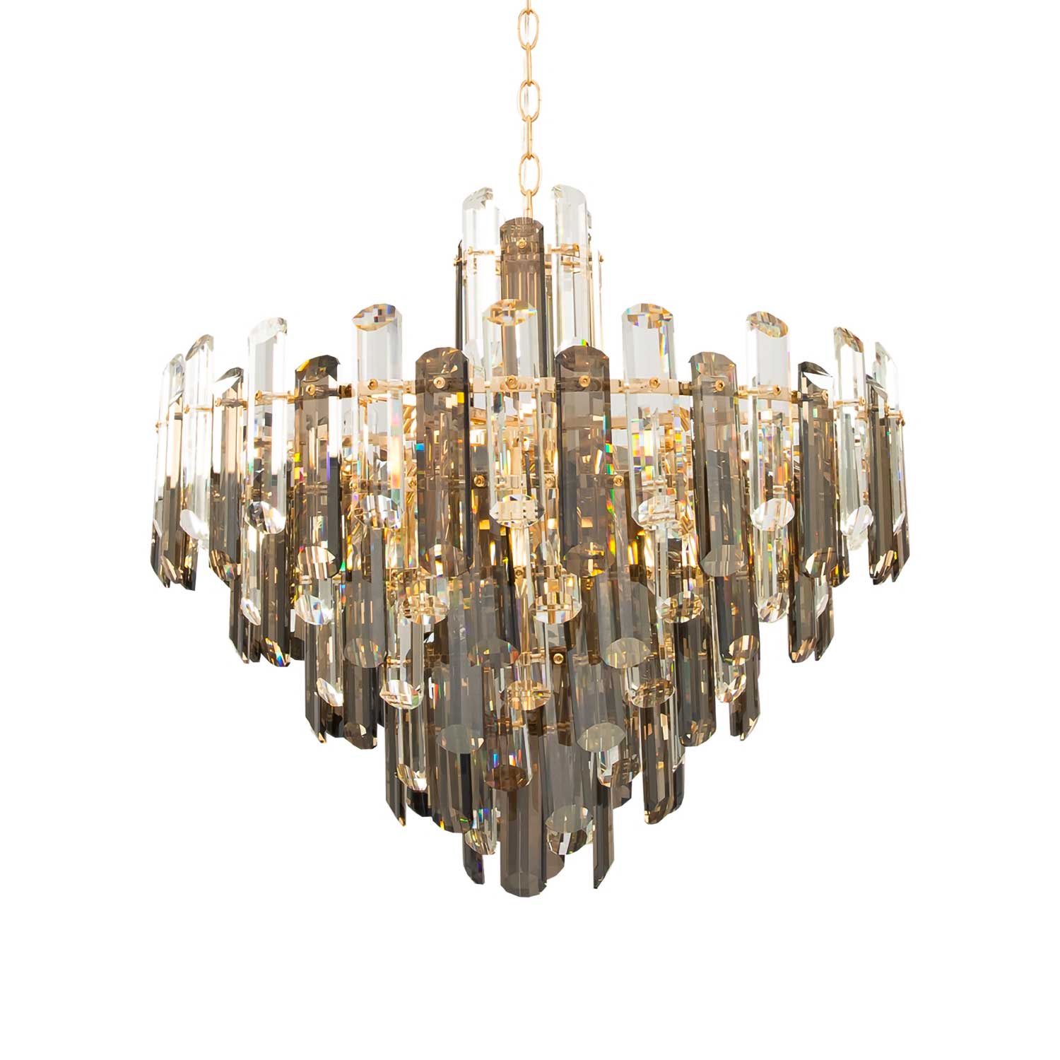 Flare - Lustre en verre fumé et doré royal pour salon