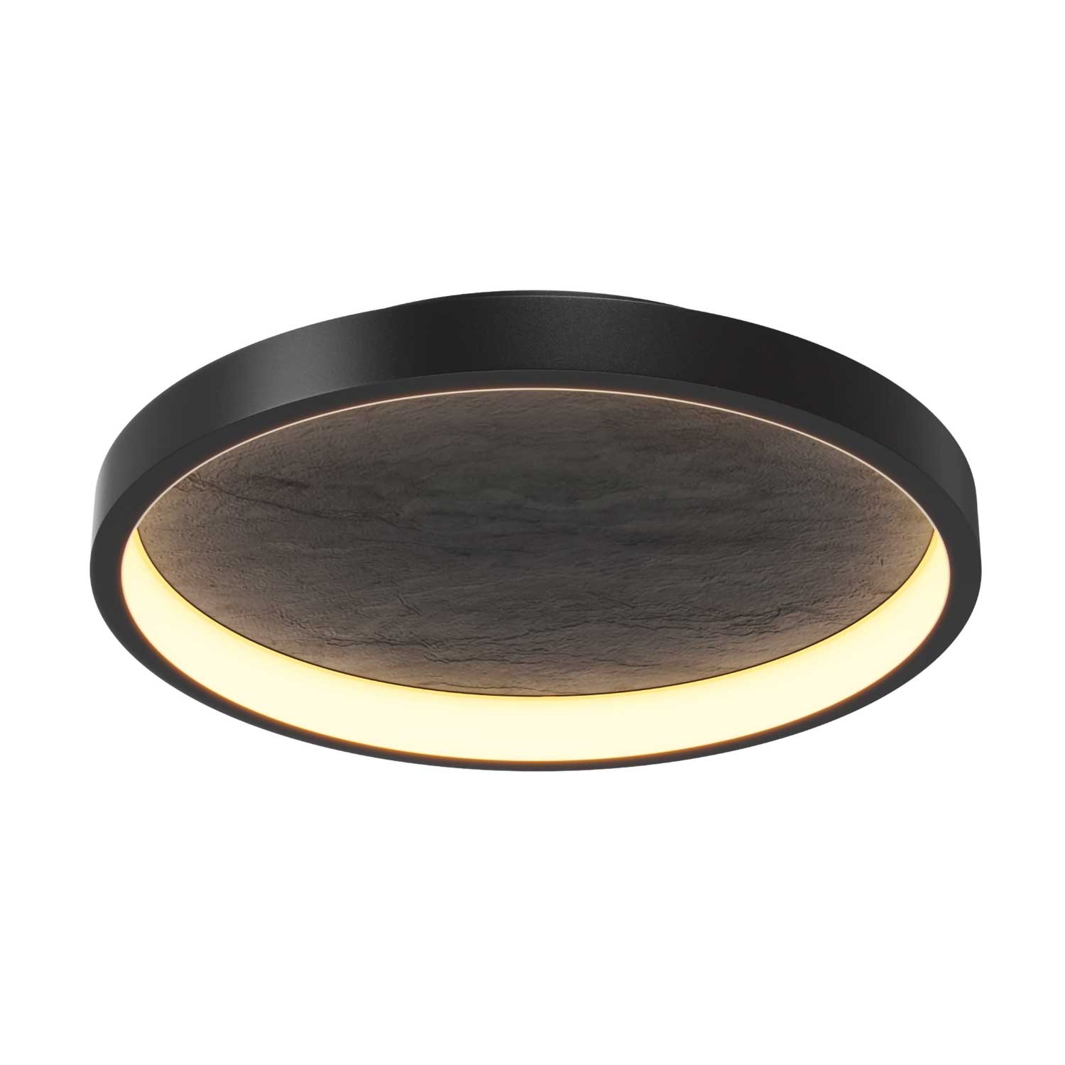 Orign - Plafonnier LED design noir effet pierre pour salon