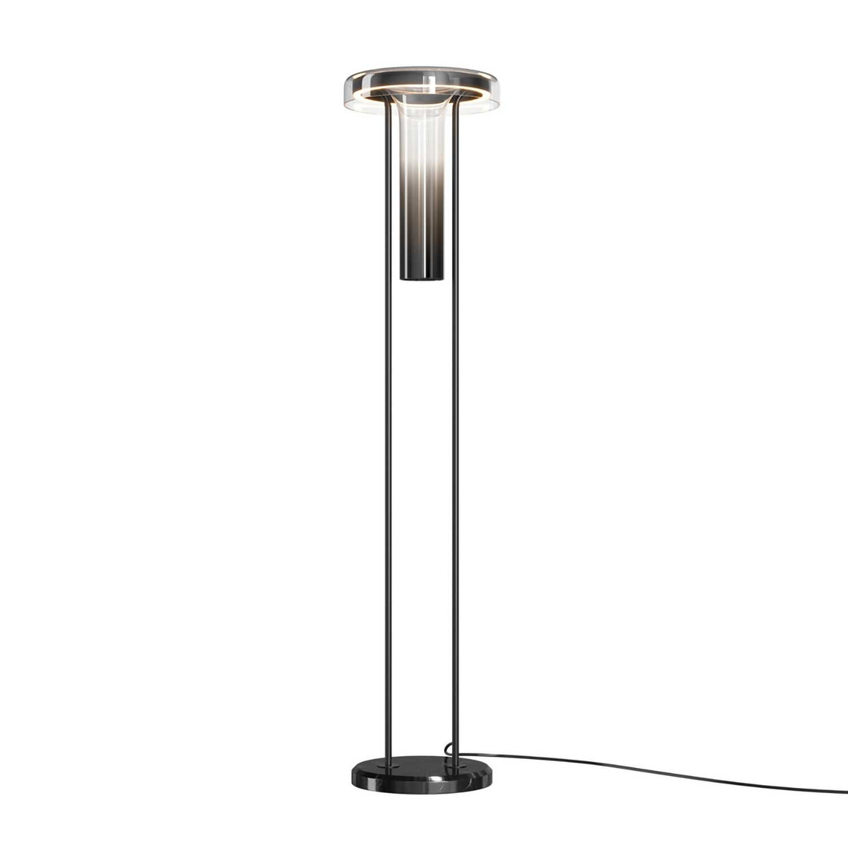 Ikebana - Lampadaire LED avec vase intégré en marbre, verre et métal, style japandi