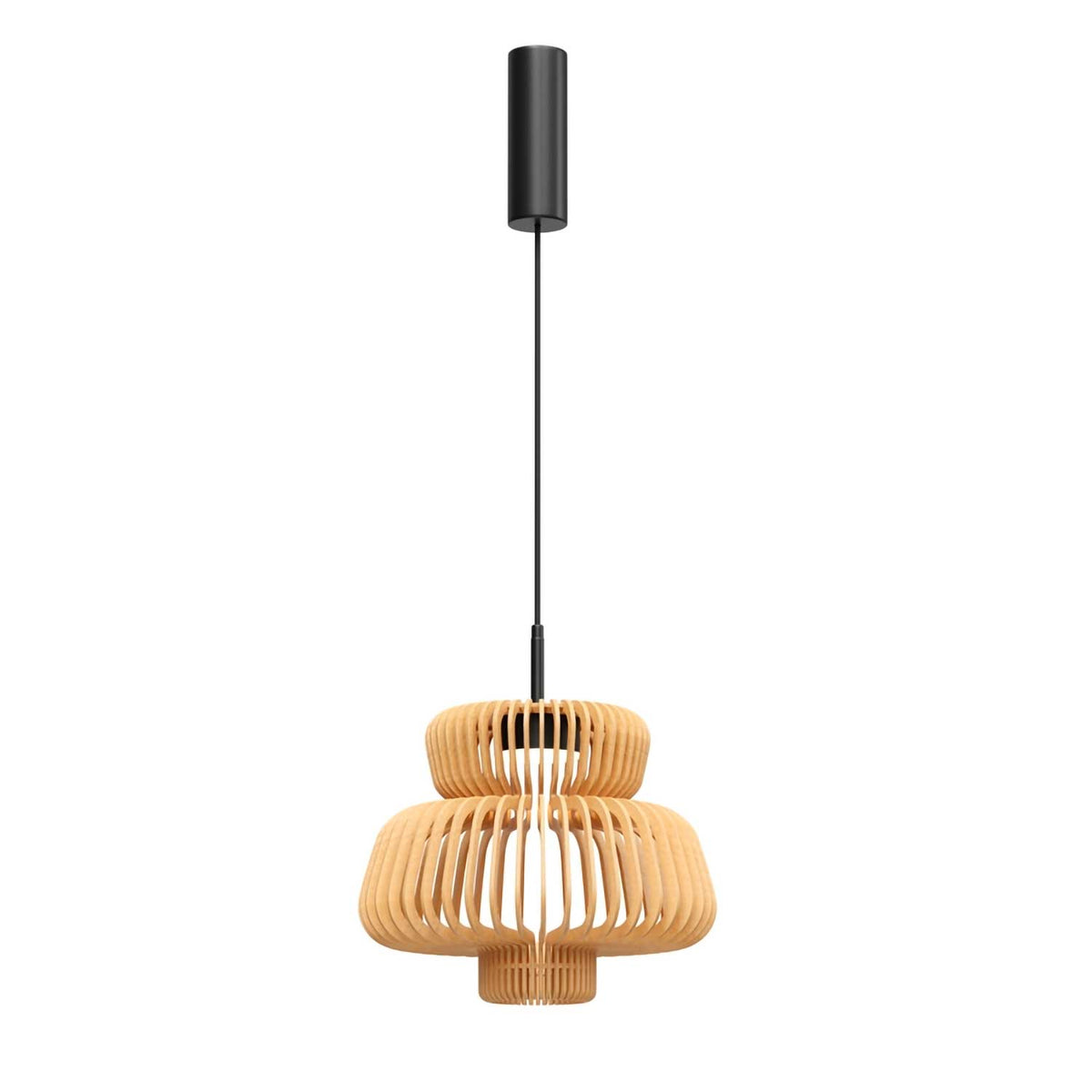 Namiki - Suspension LED en bois multiplis et métal, style japandi