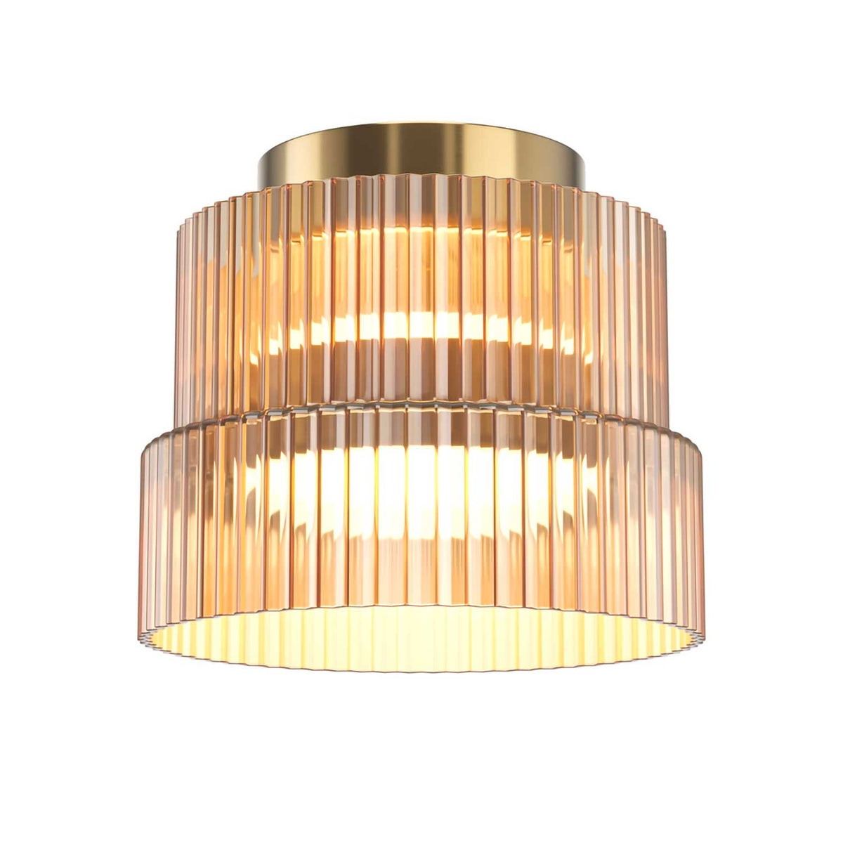 Scala - Plafonnier LED en verre rainuré et métal, style art déco