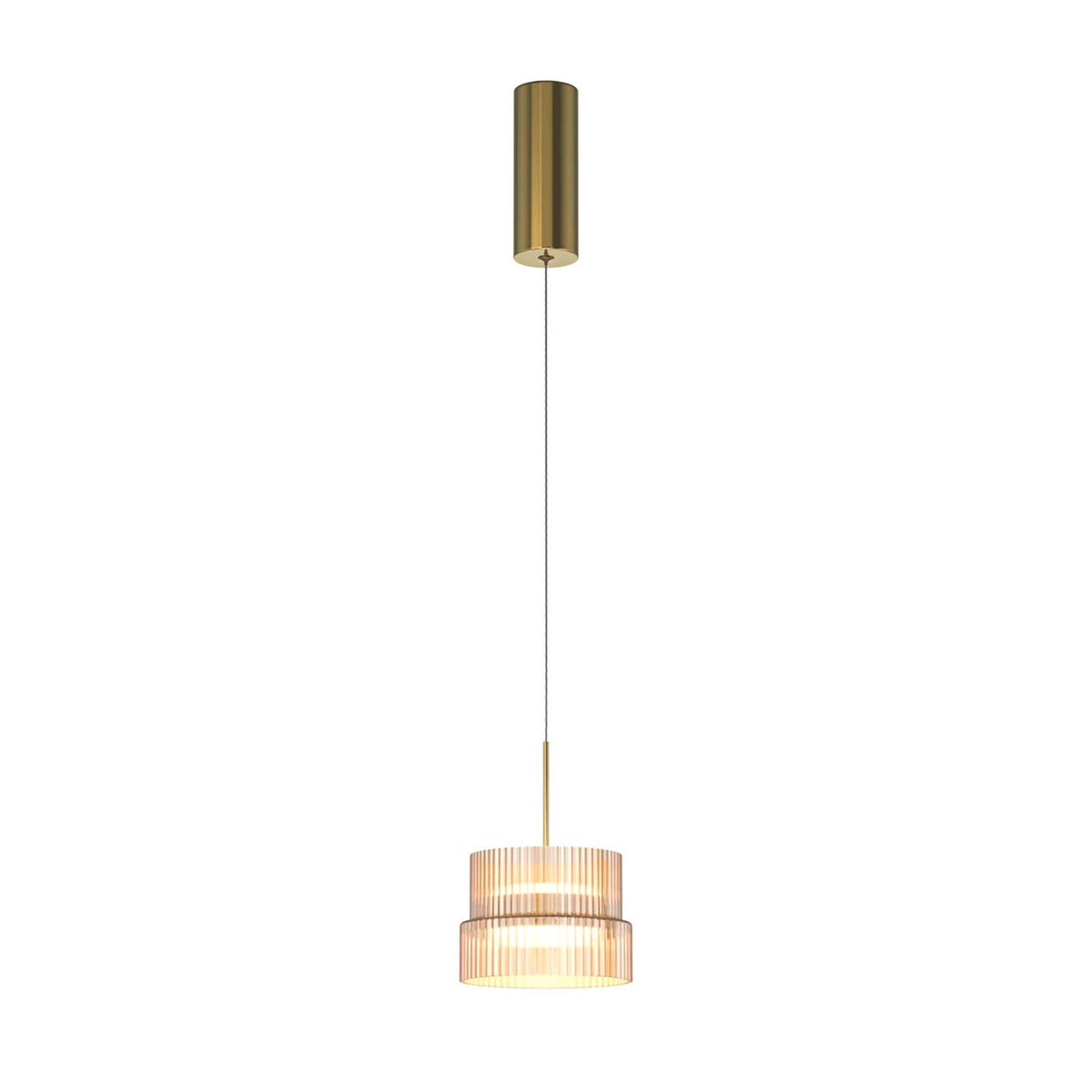 Scala - Suspension LED compacte en verre rainuré et métal, style art déco