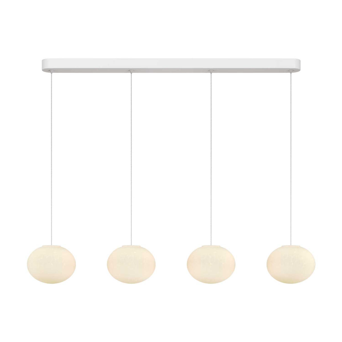 Spume - Suspension LED linéaire à quatre globes en verre texturé et métal, style contemporain
