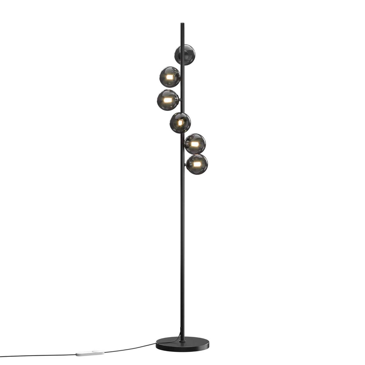Dallas - Lampadaire en verre soufflé et métal, style contemporain