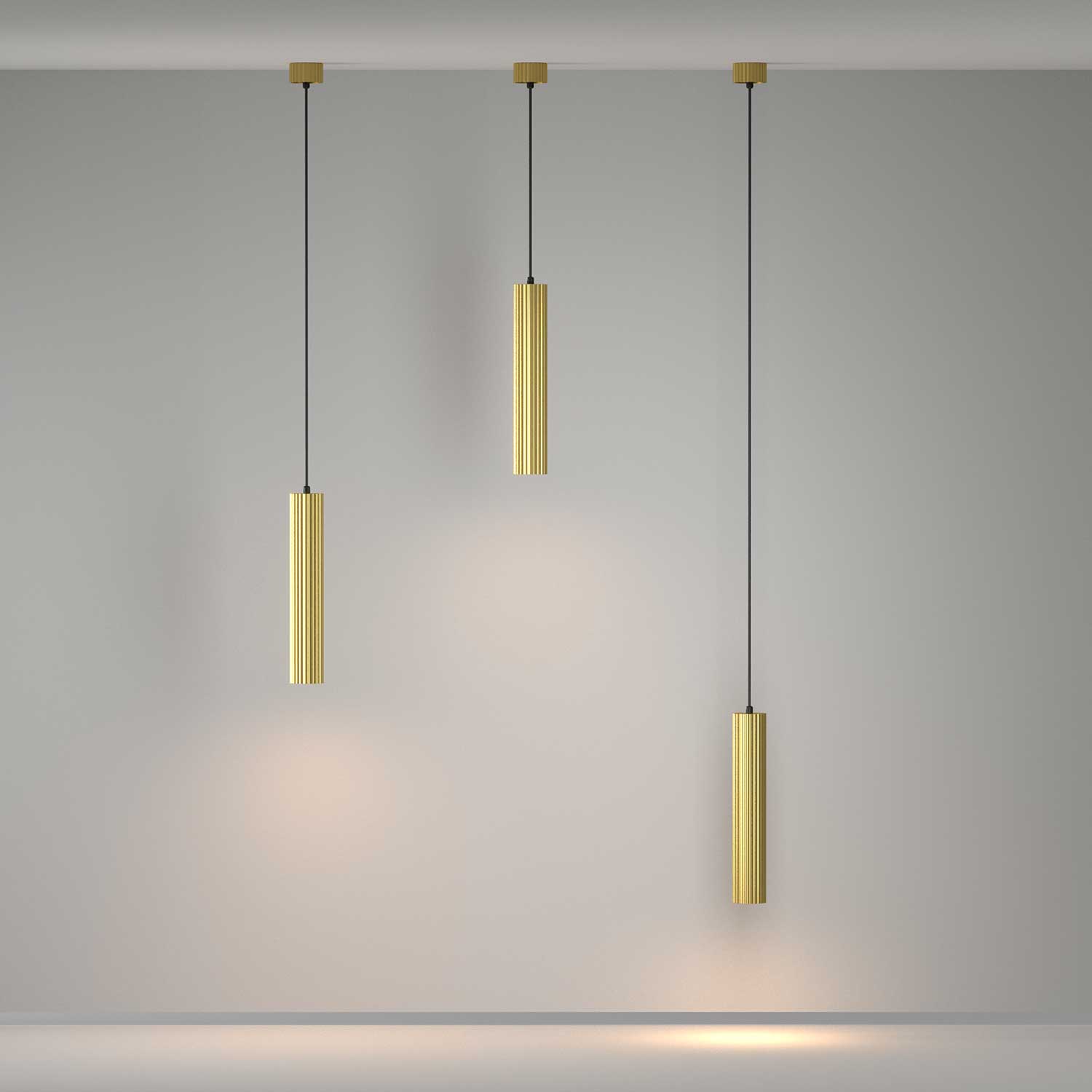 Calipso - Suspension cannelé tube en alu design pour cuisine