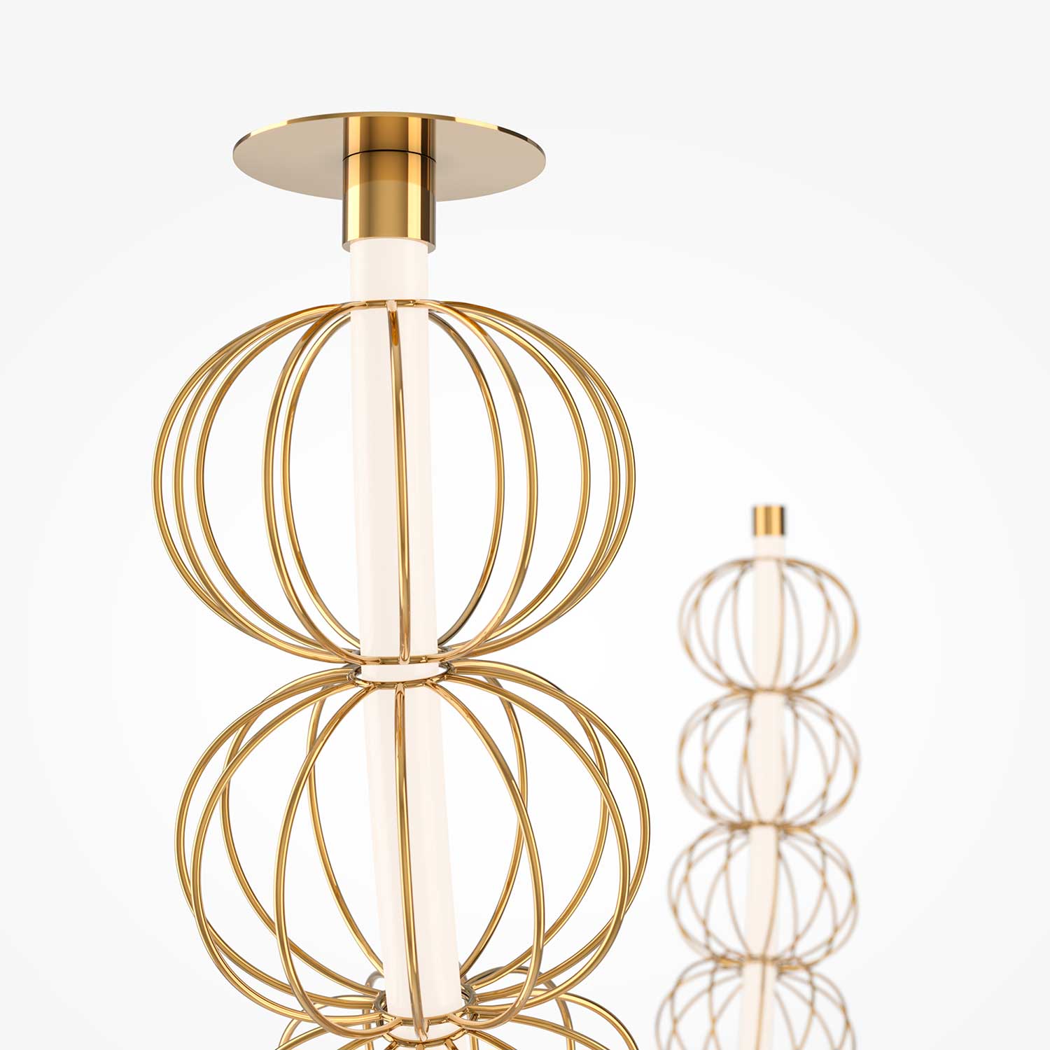 Golden Cage - Grande suspension LED xxl design pour salon moderne