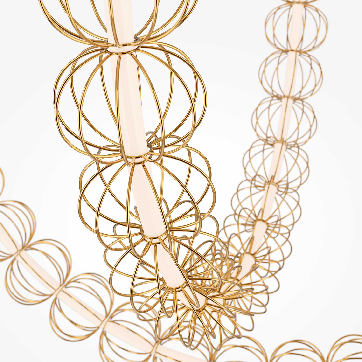 Golden Cage - Grande suspension LED xxl design pour salon moderne