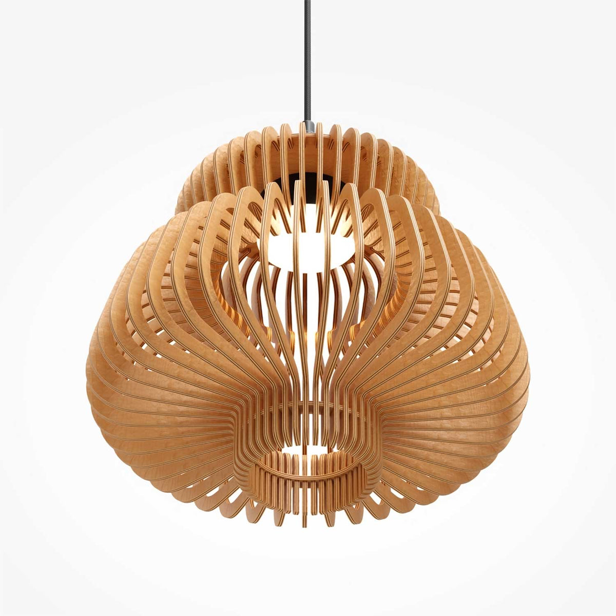 Namiki - Suspension LED en bois multiplis et métal, style japandi