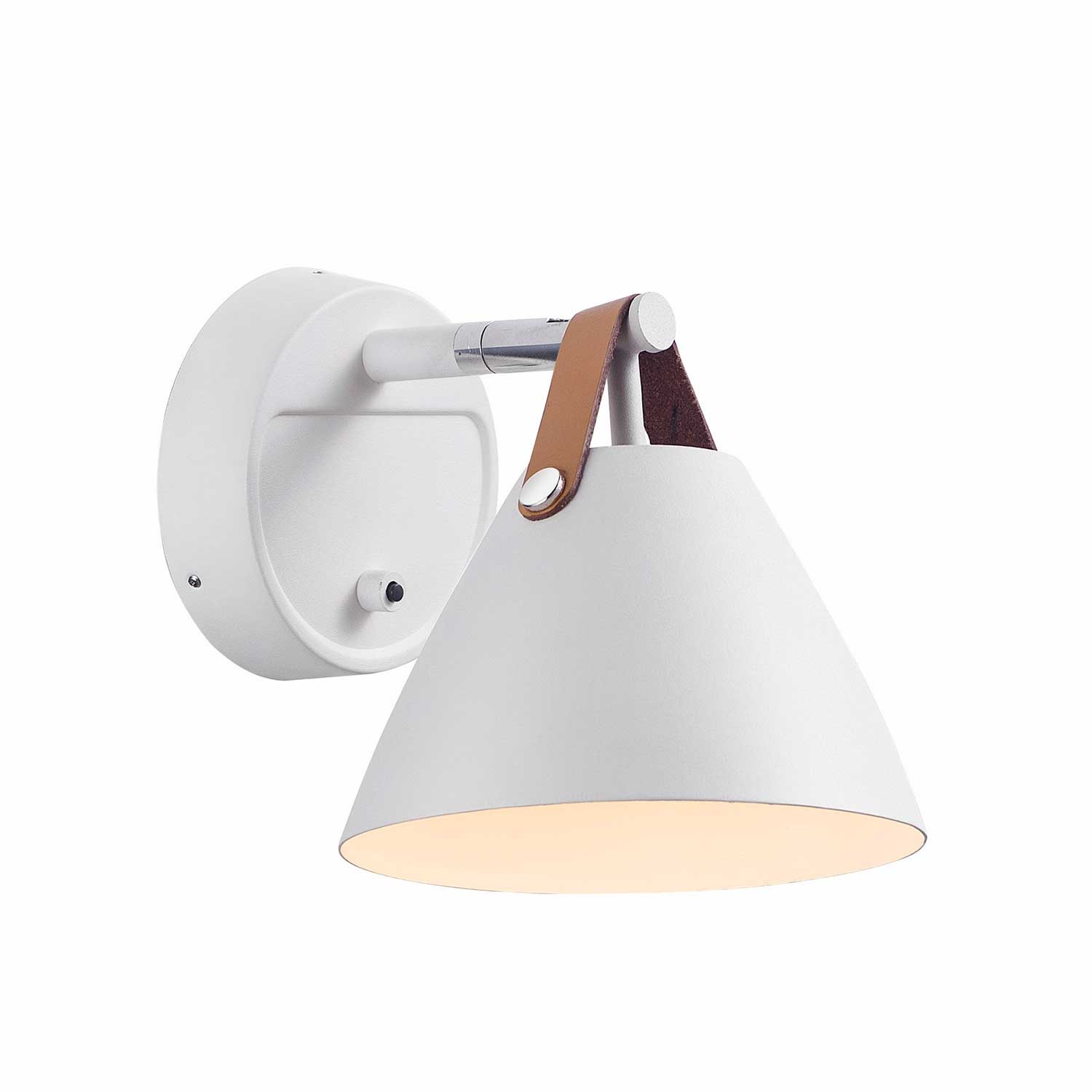 Strap - Applique murale scandinave en acier et cuir pour chambre