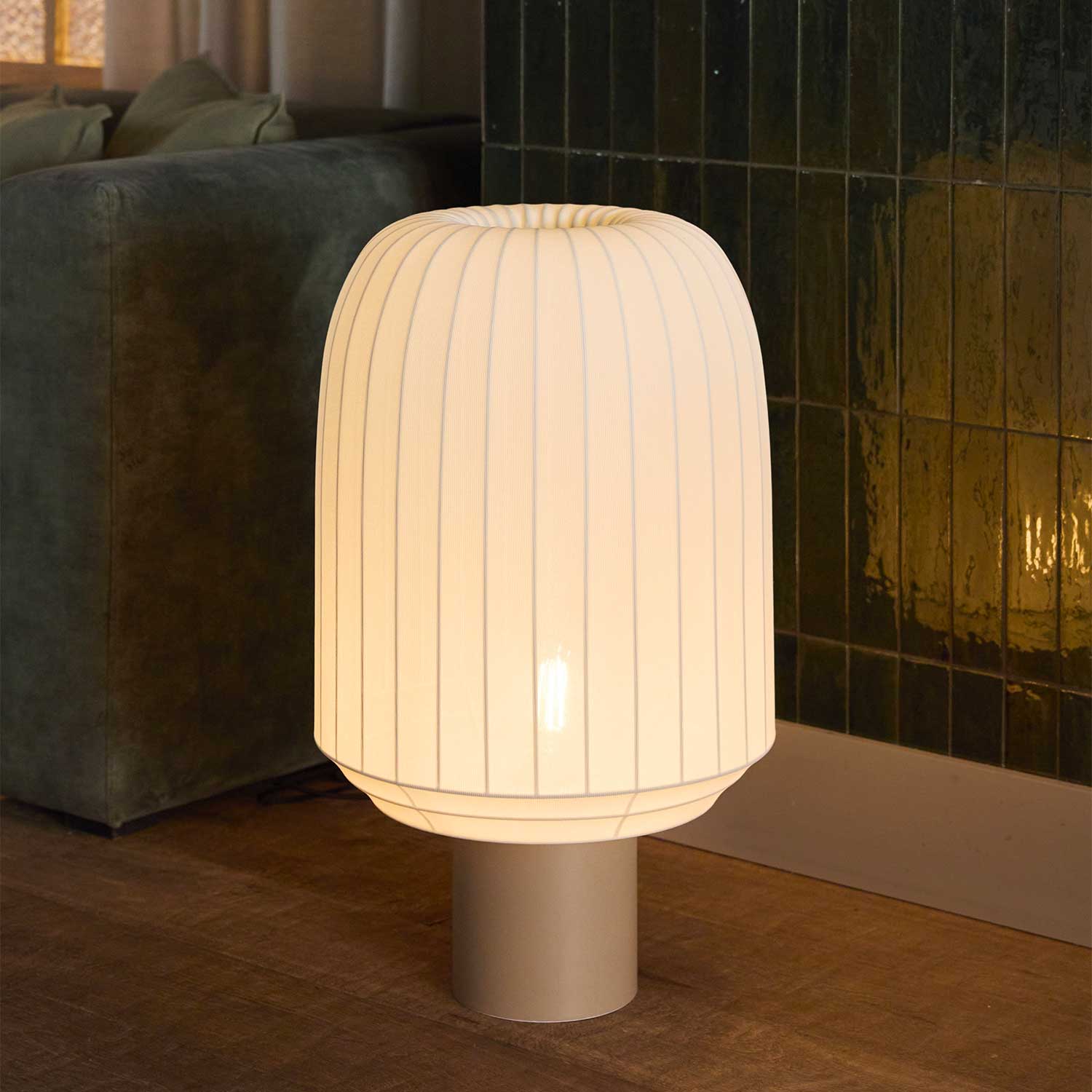 Tradition - Lampadaire de salon en tissu design japandi