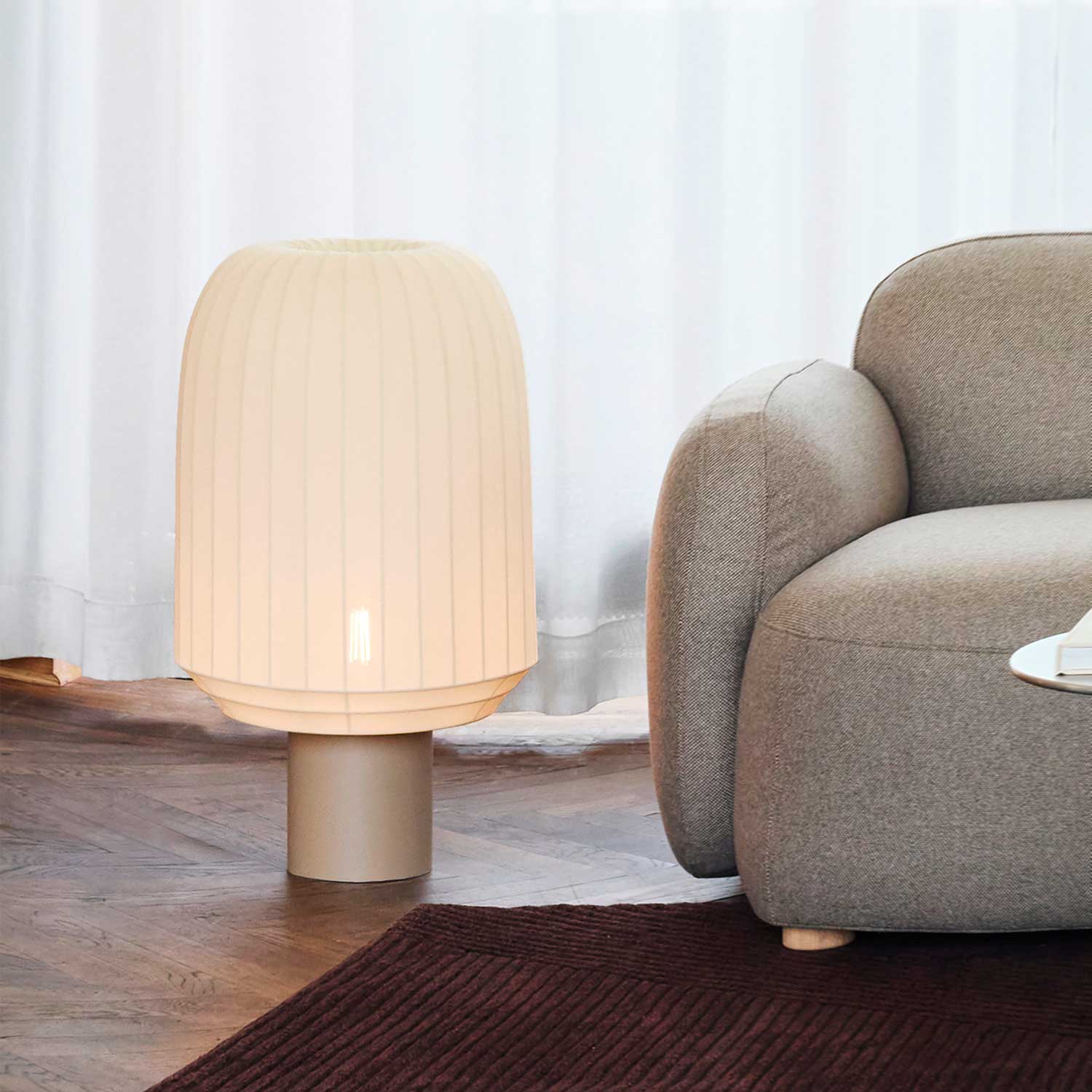 Tradition - Lampadaire de salon en tissu design japandi