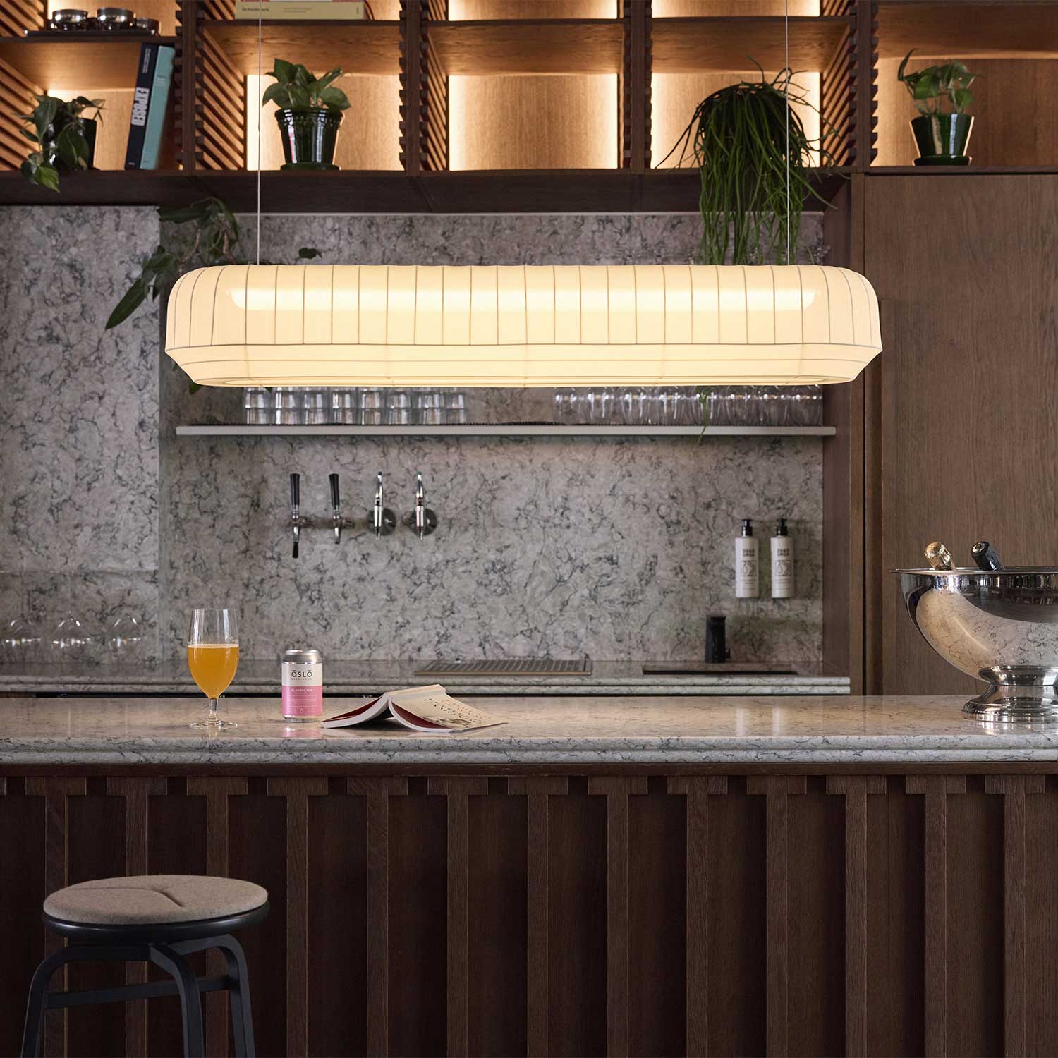 Tradition Linear - Suspension en tissu blanc design japandi
