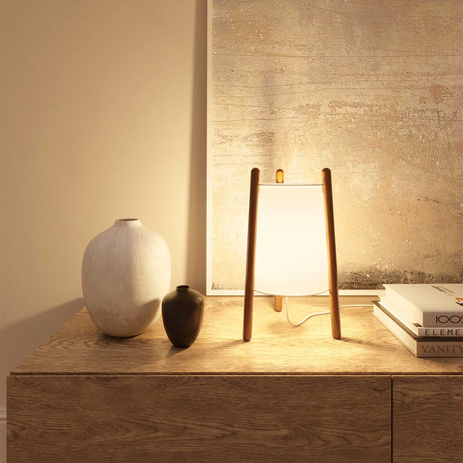 Woody - skandinavische Wohnzimmerlampe aus Holz mit modernem Design