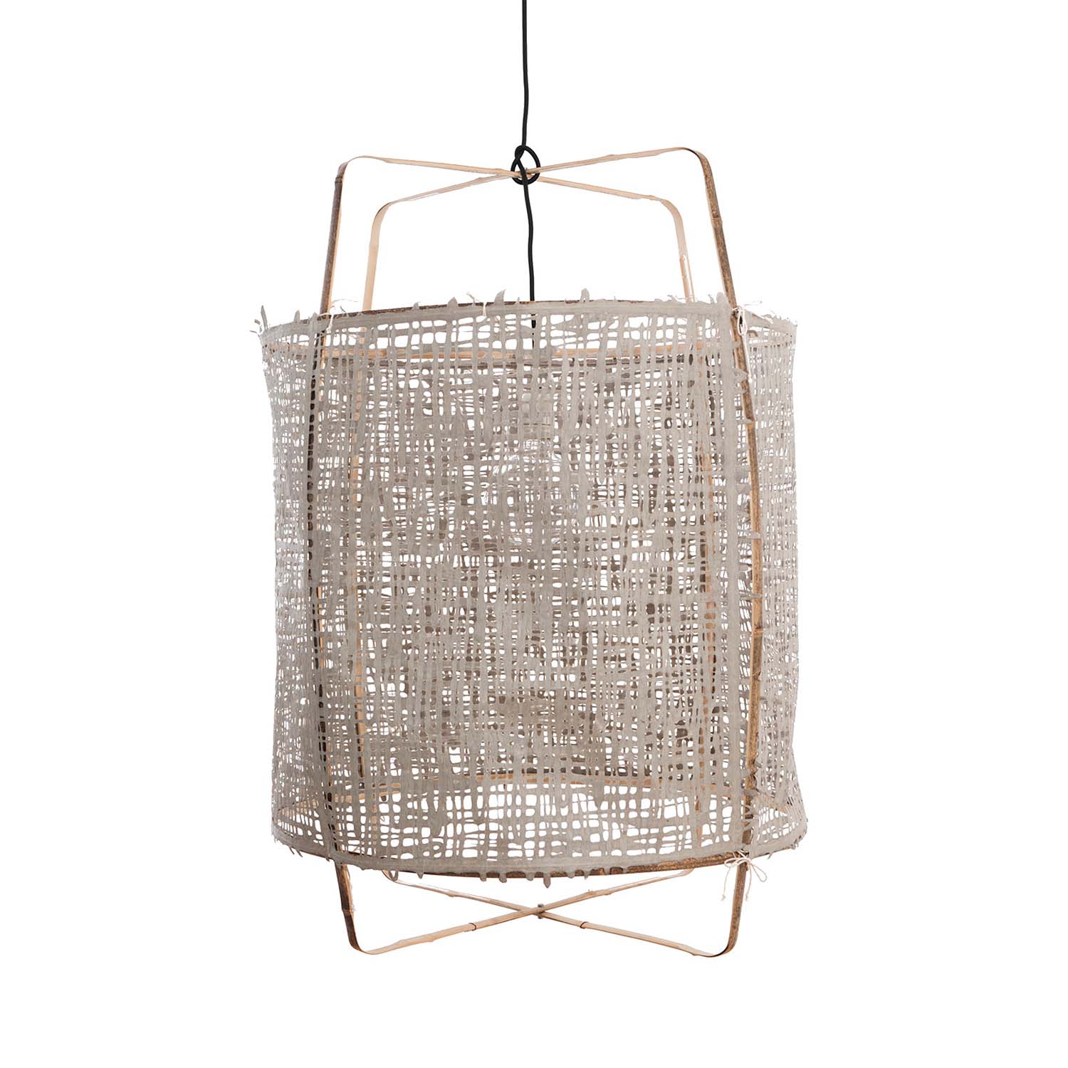 Z1 - Cage pendant lamp in bamboo and white, beige, gray or black fabric