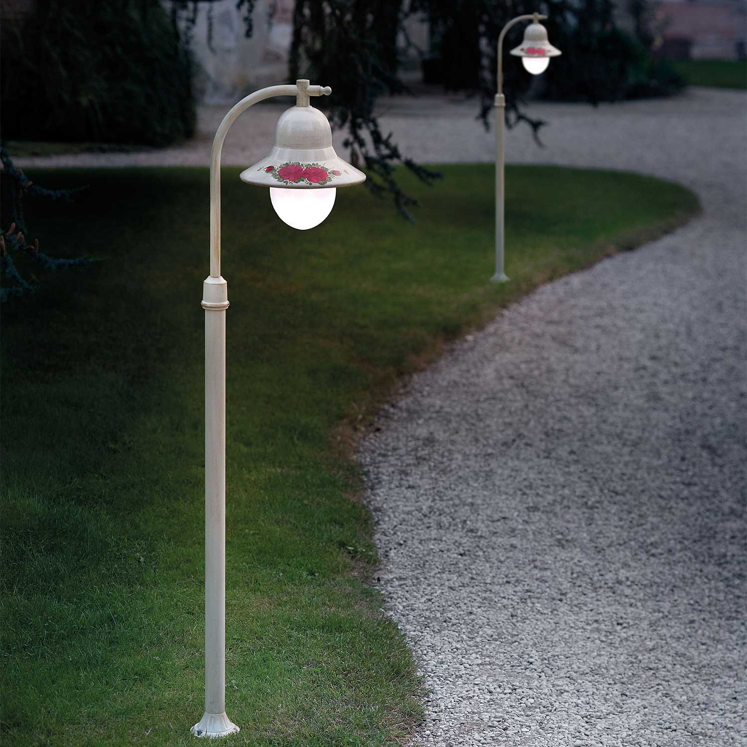 Imperia - Lampadaire d'extérieur vintage motifs fleuries