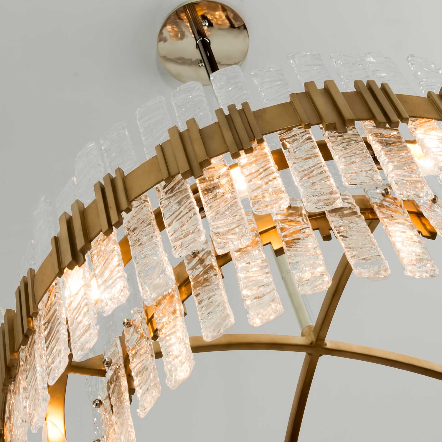 Ciro - Lustre doré et verre design italien pour salon luxueux