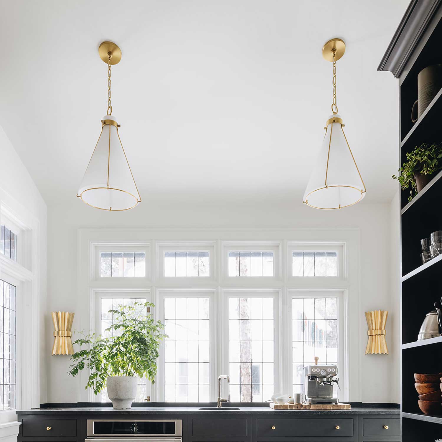 Eldridge - Vintage Glass and Brass Kitchen Pendant Light