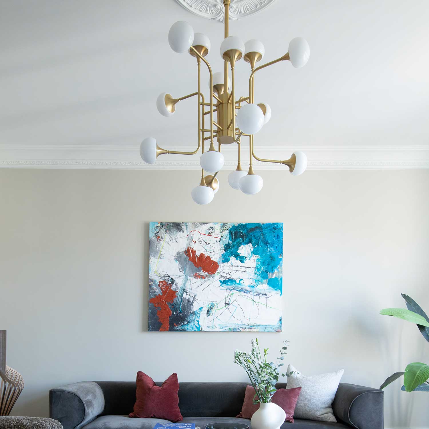 Fleming - Golden brass pendant light for a chic and elegant living room