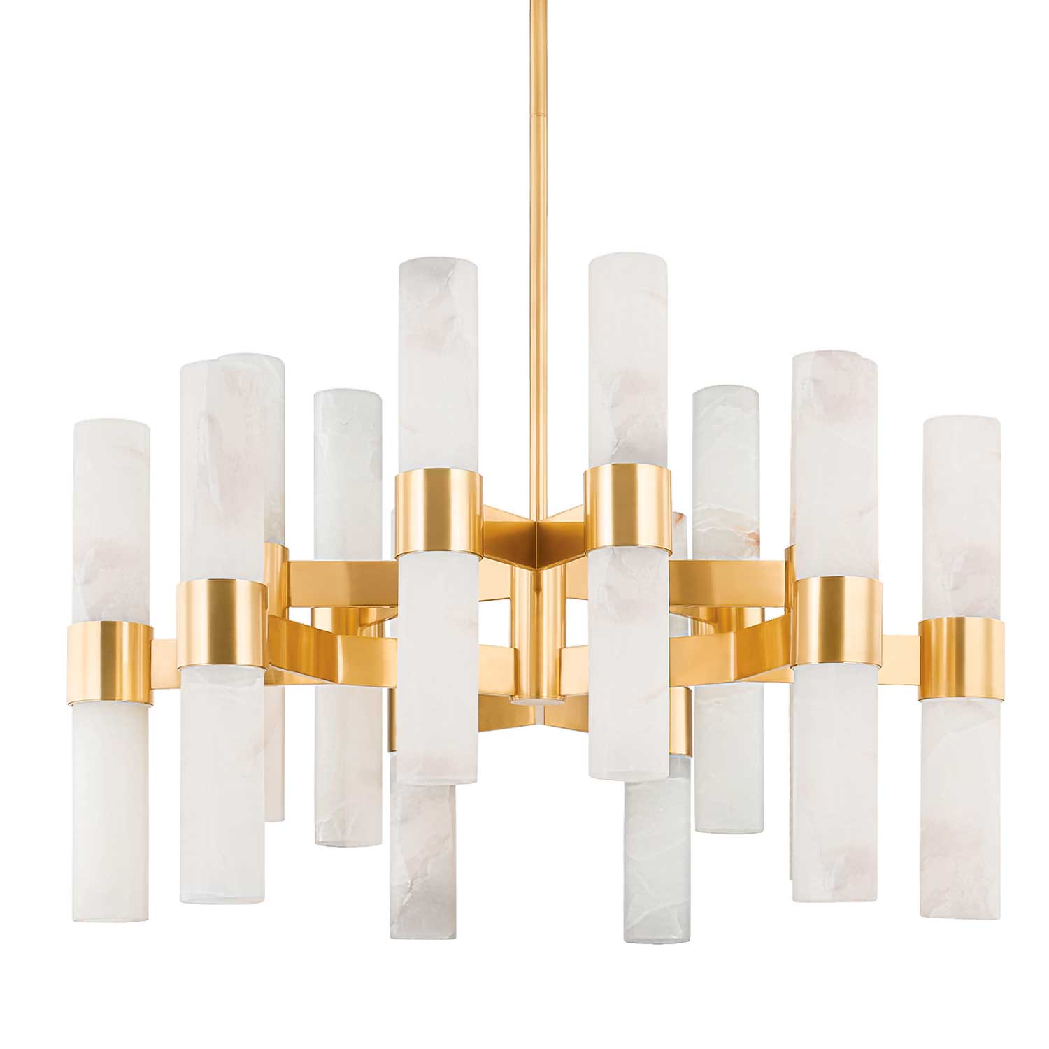 Stowe - Large Modern Alabaster and Brass Gold Chandelier for Bedroom