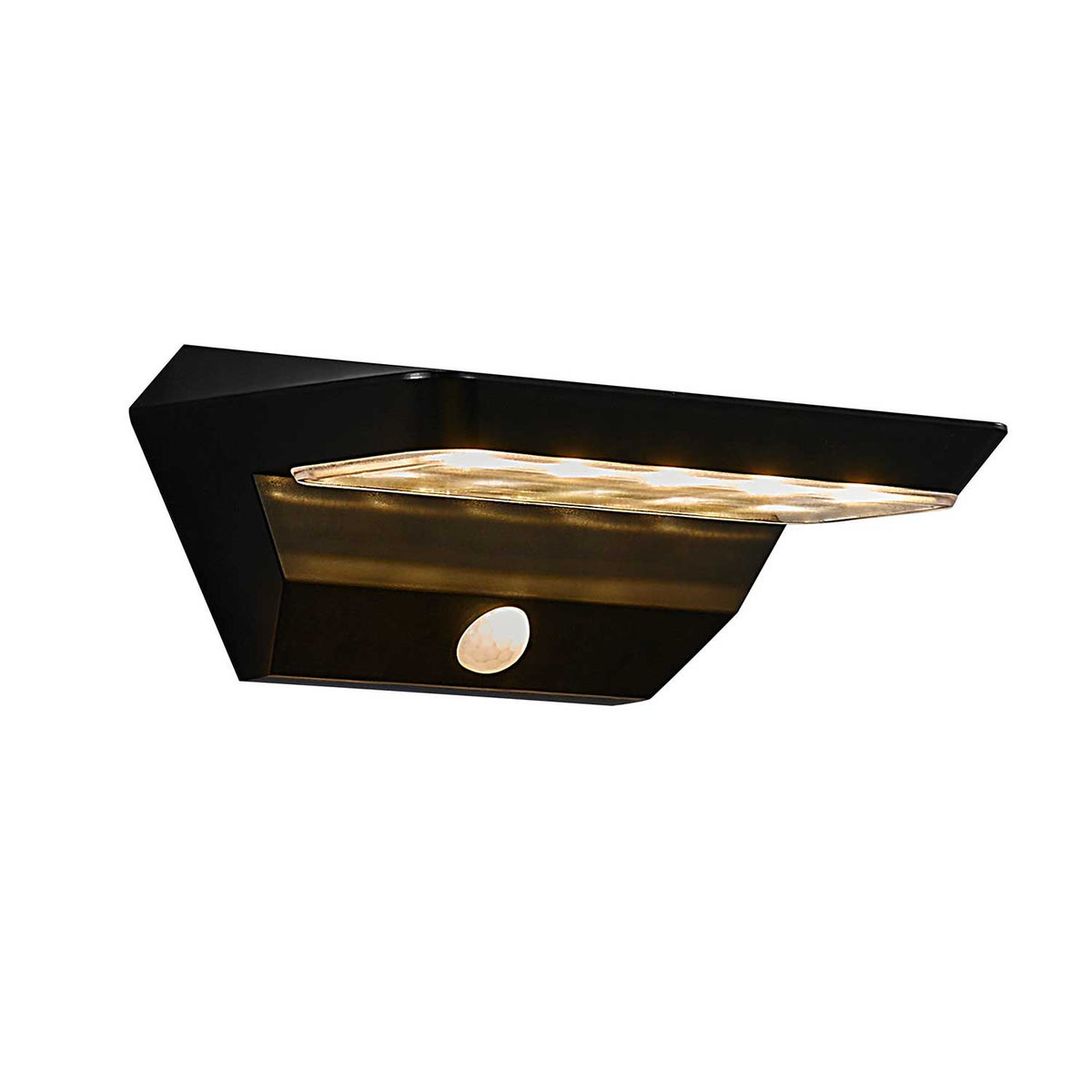 Agena Solar - Applique murale solaire LED en plastique noir avec détecteur, style minimaliste