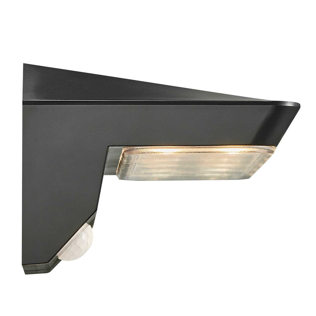Agena Solar - Applique murale solaire LED en plastique noir avec détecteur, style minimaliste