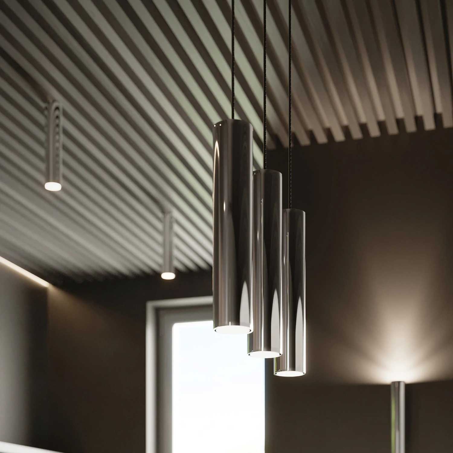 Alcyone - Suspension acier pour salle à manger moderne