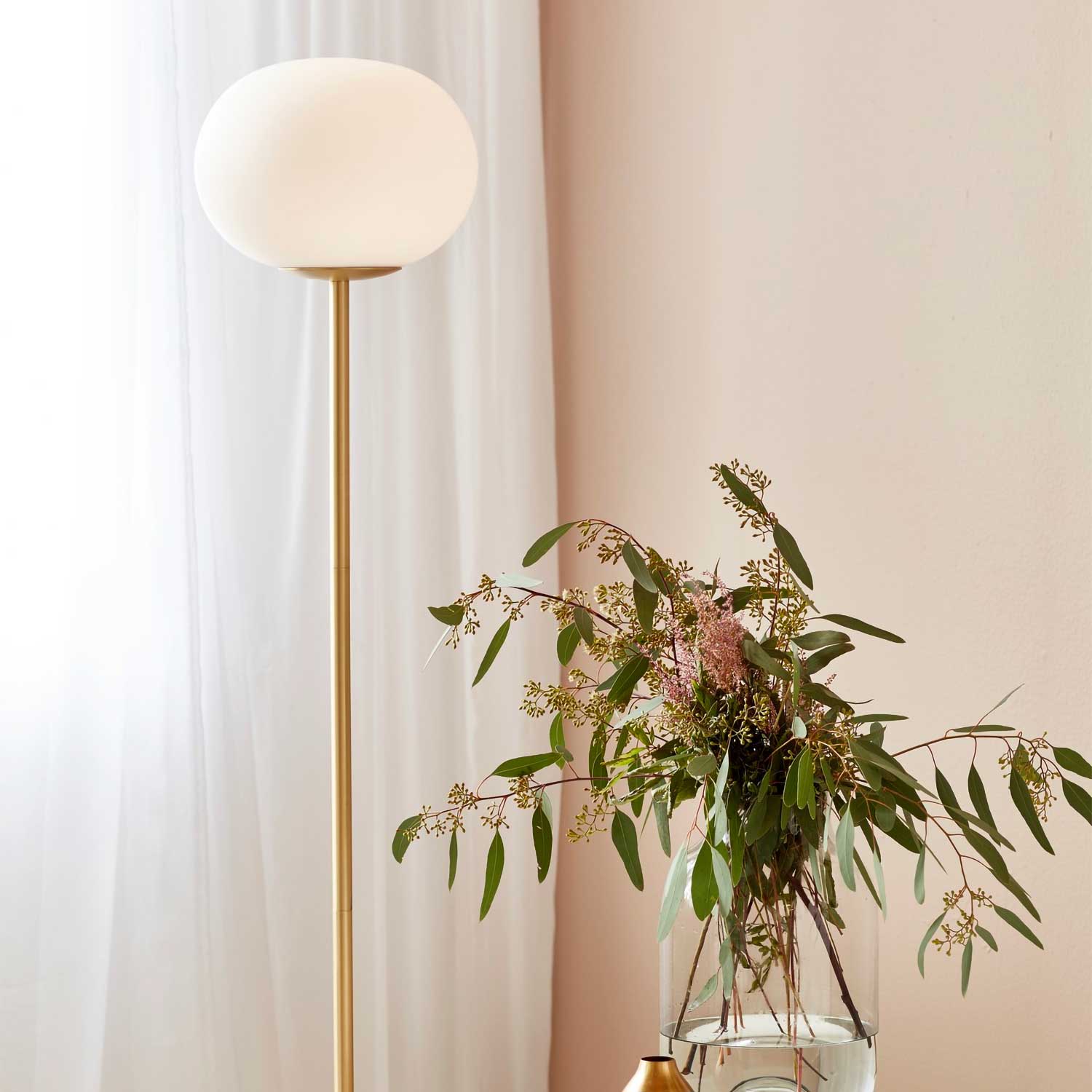 Alton - Lampadaire en acier et verre pour salon moderne