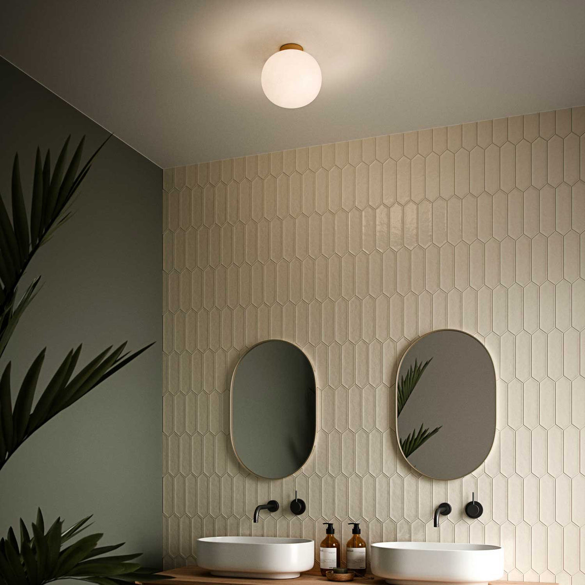Alton - Plafonnier en verre soufflé et métal, style Art déco contemporain