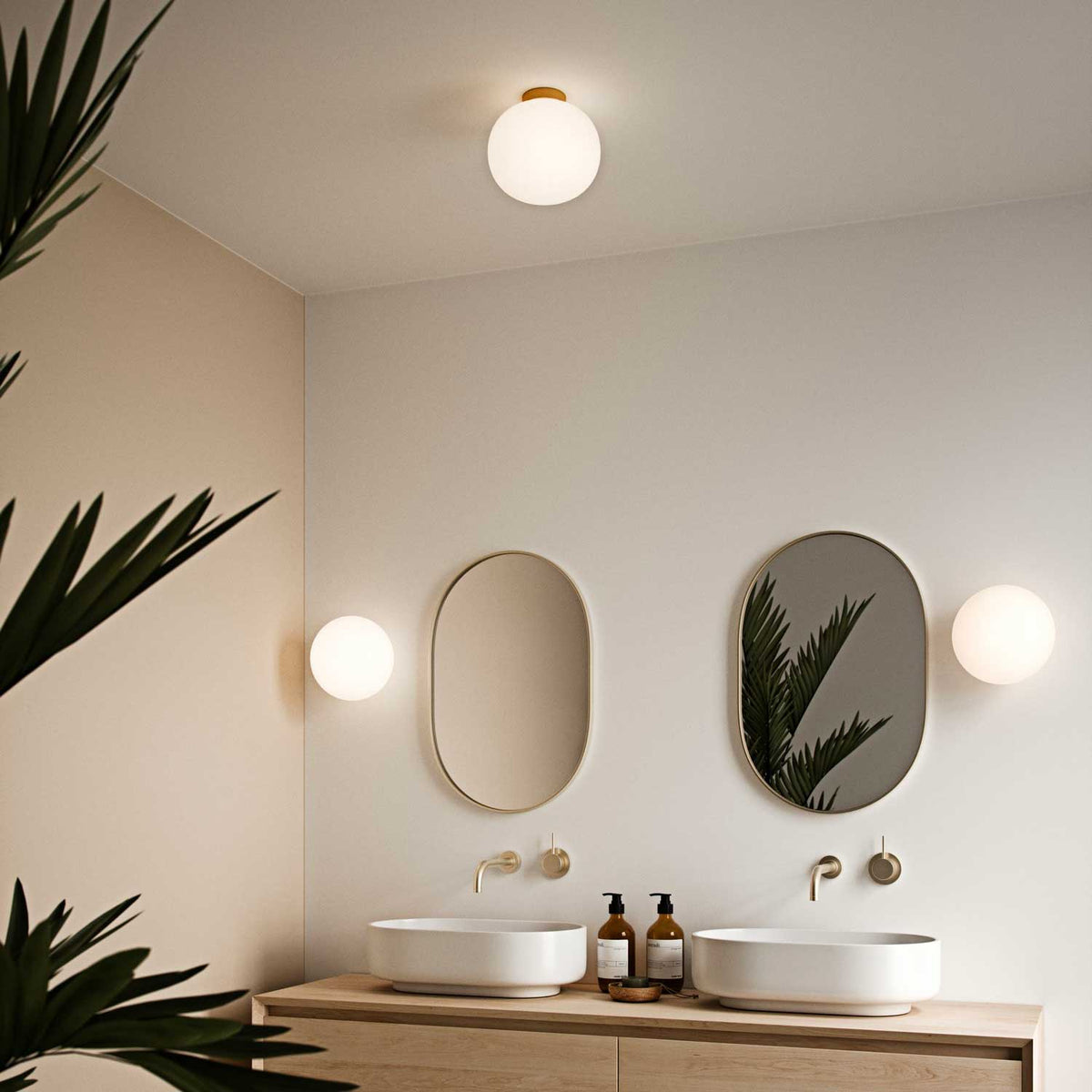 Alton - Plafonnier en verre soufflé et métal, style Art déco contemporain