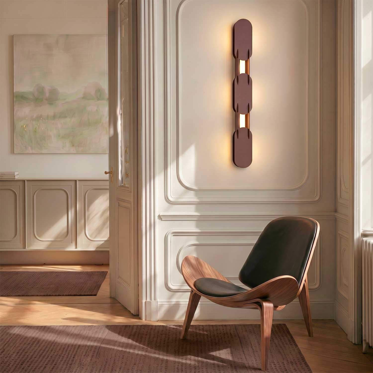 Alzir - Applique murale LED design chaine en acier coloré pour salon
